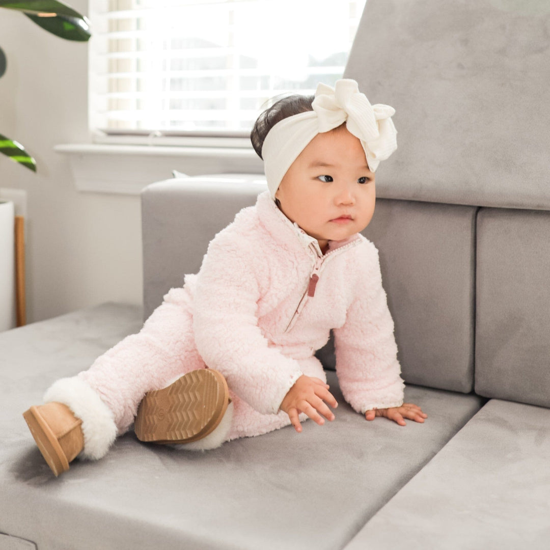 Baby Girls Pink Sherpa Romper โ Gerber Childrenswear