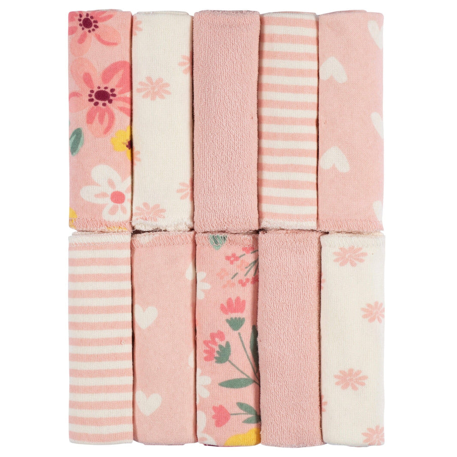 10-Pack Baby Girls Kitty Floral Washcloths