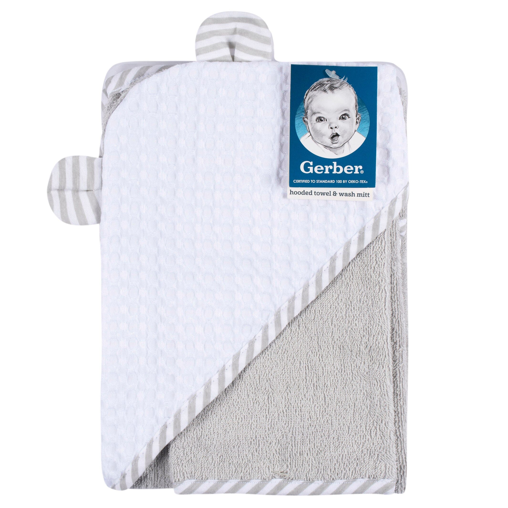 2-Pack Baby Boys Bear Hooded Towel and Washcloth Mitt Set