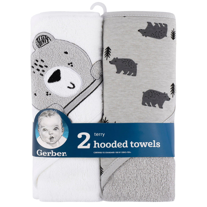 2-Pack Baby Boys Bear Hooded Towel