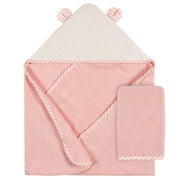 2-Pack Baby Girls Kitty Floral Hooded Towel and Washcloth Mitt Set