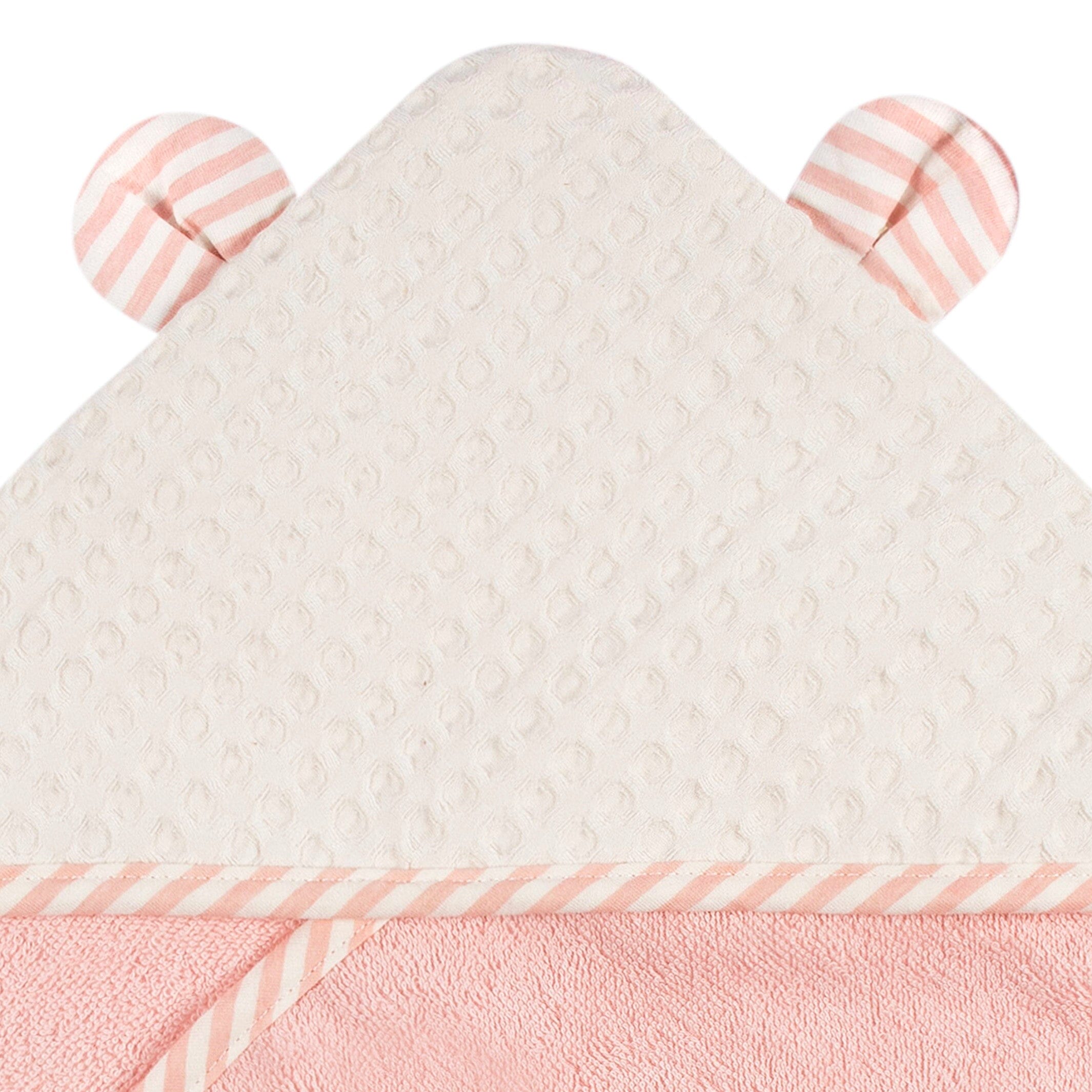 2-Pack Baby Girls Kitty Floral Hooded Towel and Washcloth Mitt Set