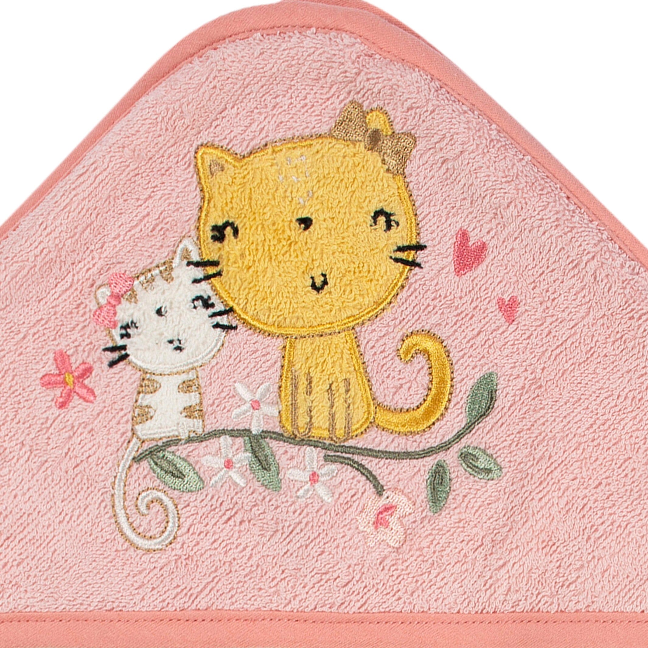 2-Pack Baby Girls Kitty Floral Hooded Towel