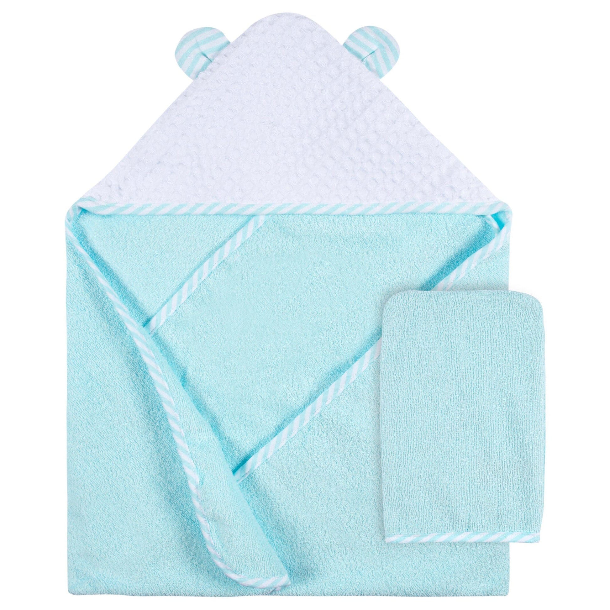 2-Pack Baby Neutral Little Animals Hooded Towel and Washcloth Mitt Set