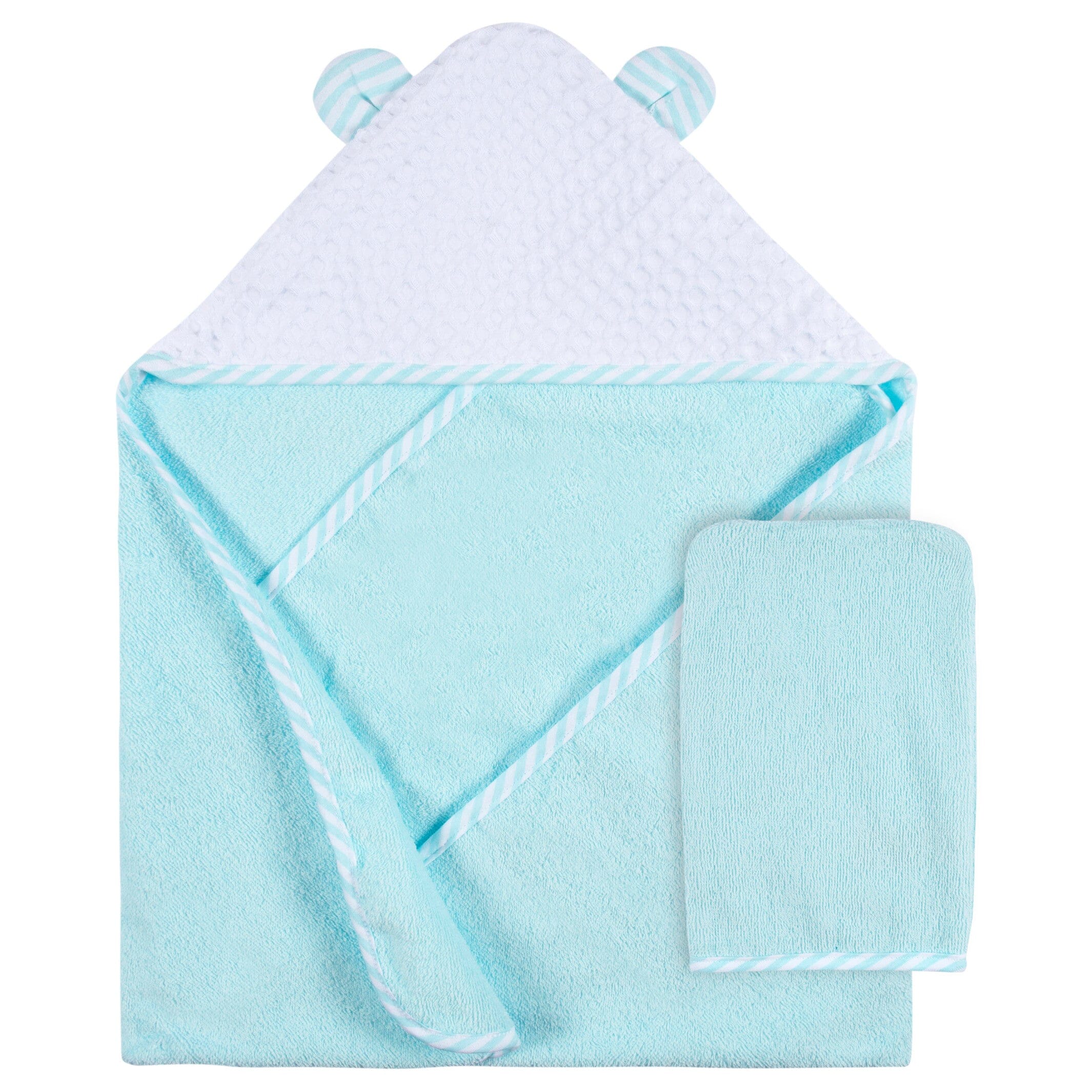 2-Pack Baby Neutral Little Animals Hooded Towel and Washcloth Mitt Set