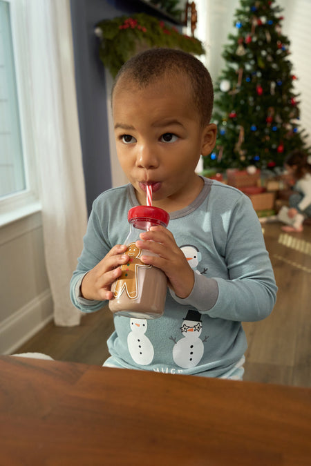 2-Piece Infant & Toddler Snowman Stripe Snug Fit Pajama Set