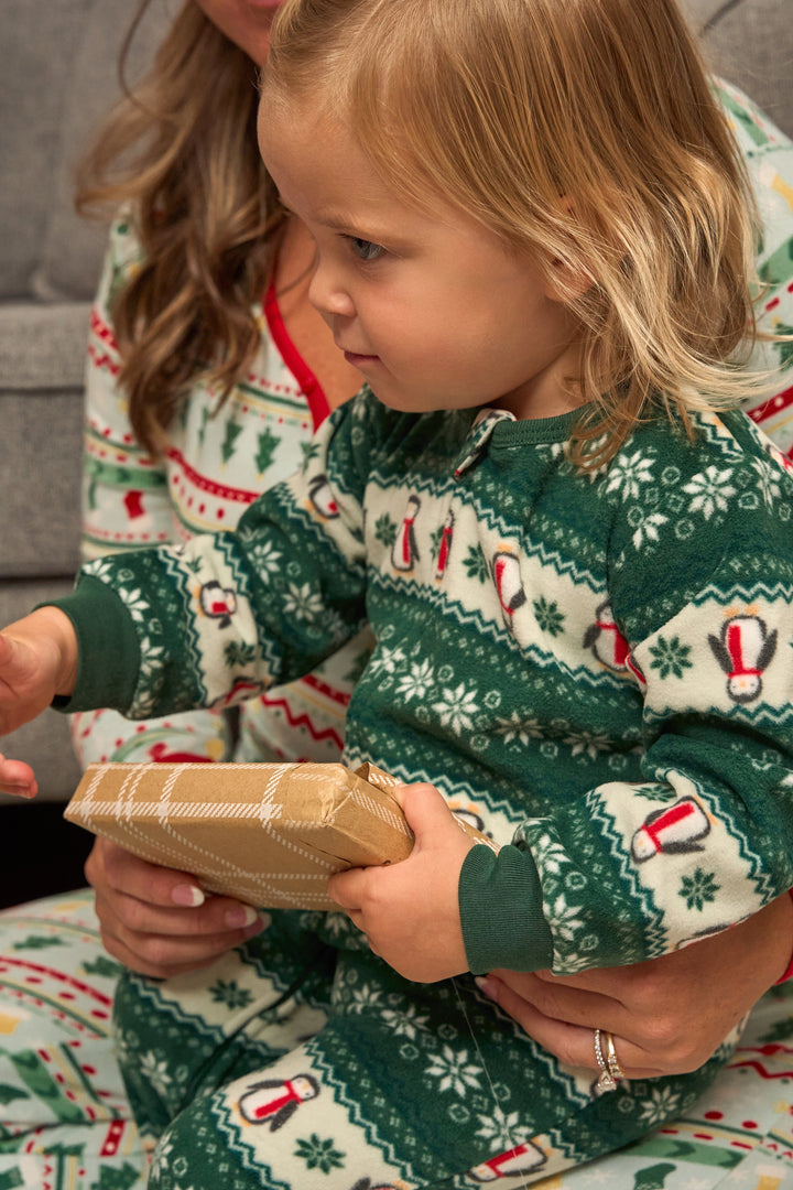 Baby & Toddler Neutral Green Fair Isle Footed Fleece Pajamas sleepwear Gerber® 