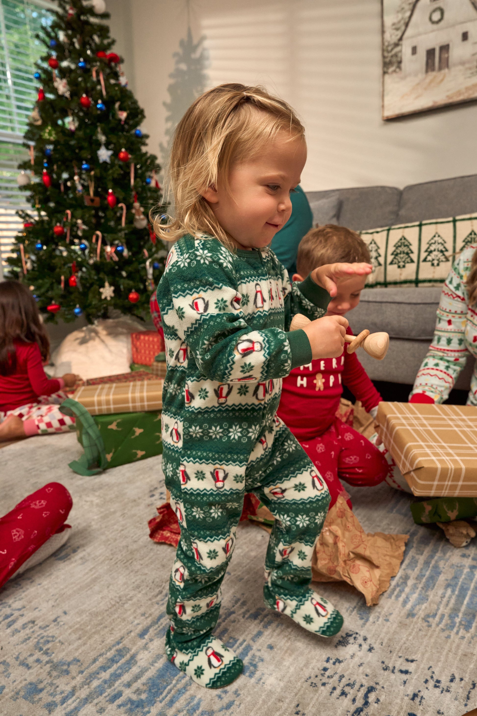 Baby & Toddler Neutral Green Fair Isle Footed Fleece Pajamas sleepwear Gerber® 