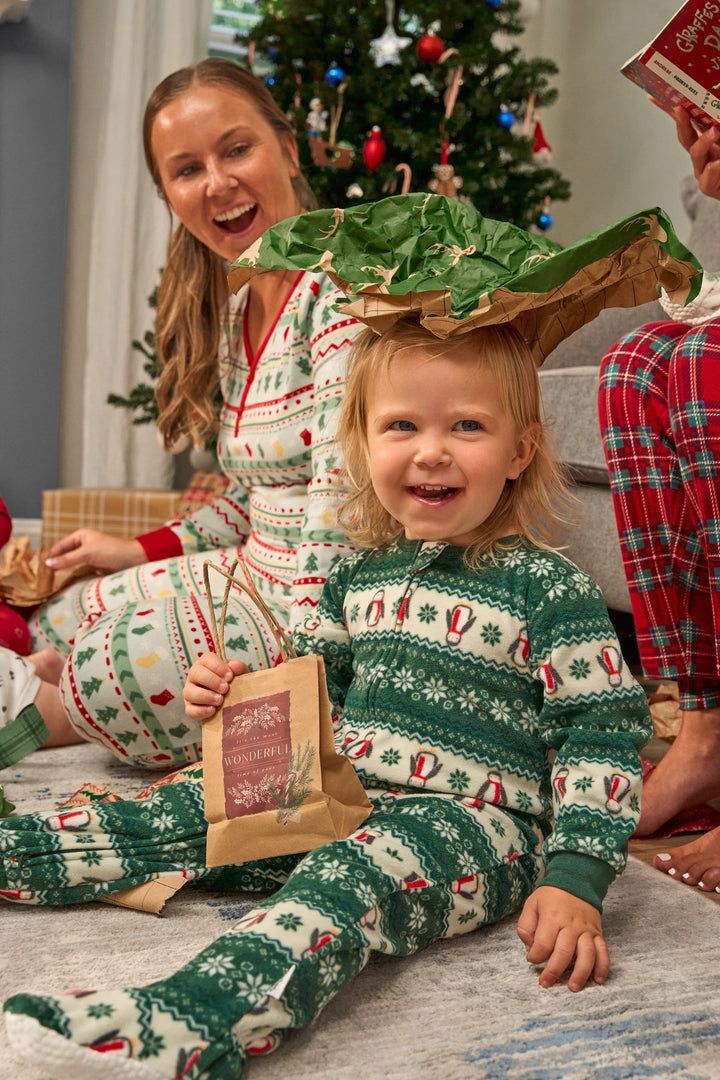 Baby & Toddler Neutral Green Fair Isle Footed Fleece Pajamas sleepwear Gerber® 