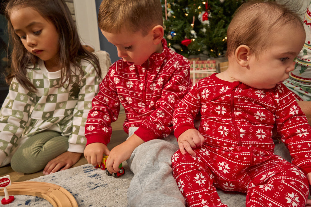 Baby Neutral Red Fair Isle Sleep 'N Play