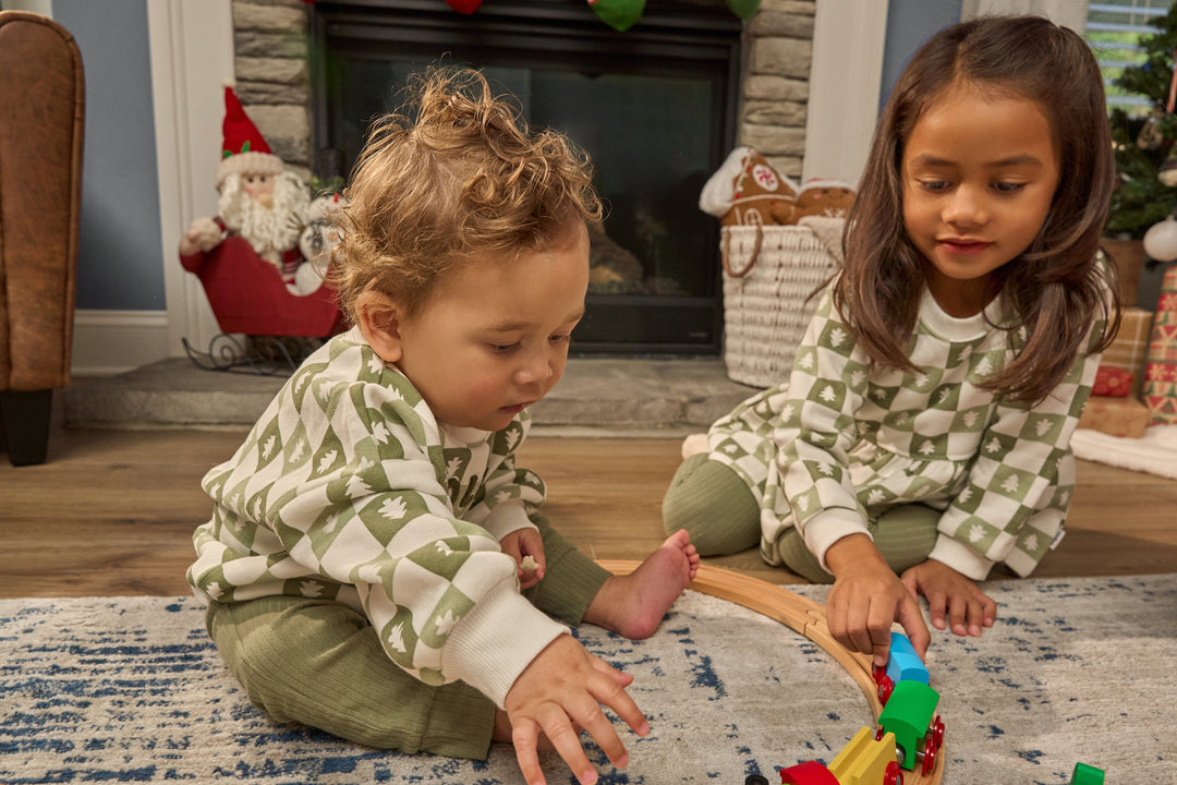 2-Piece Baby Boys Green Trees Sweatshirt and Pant Set