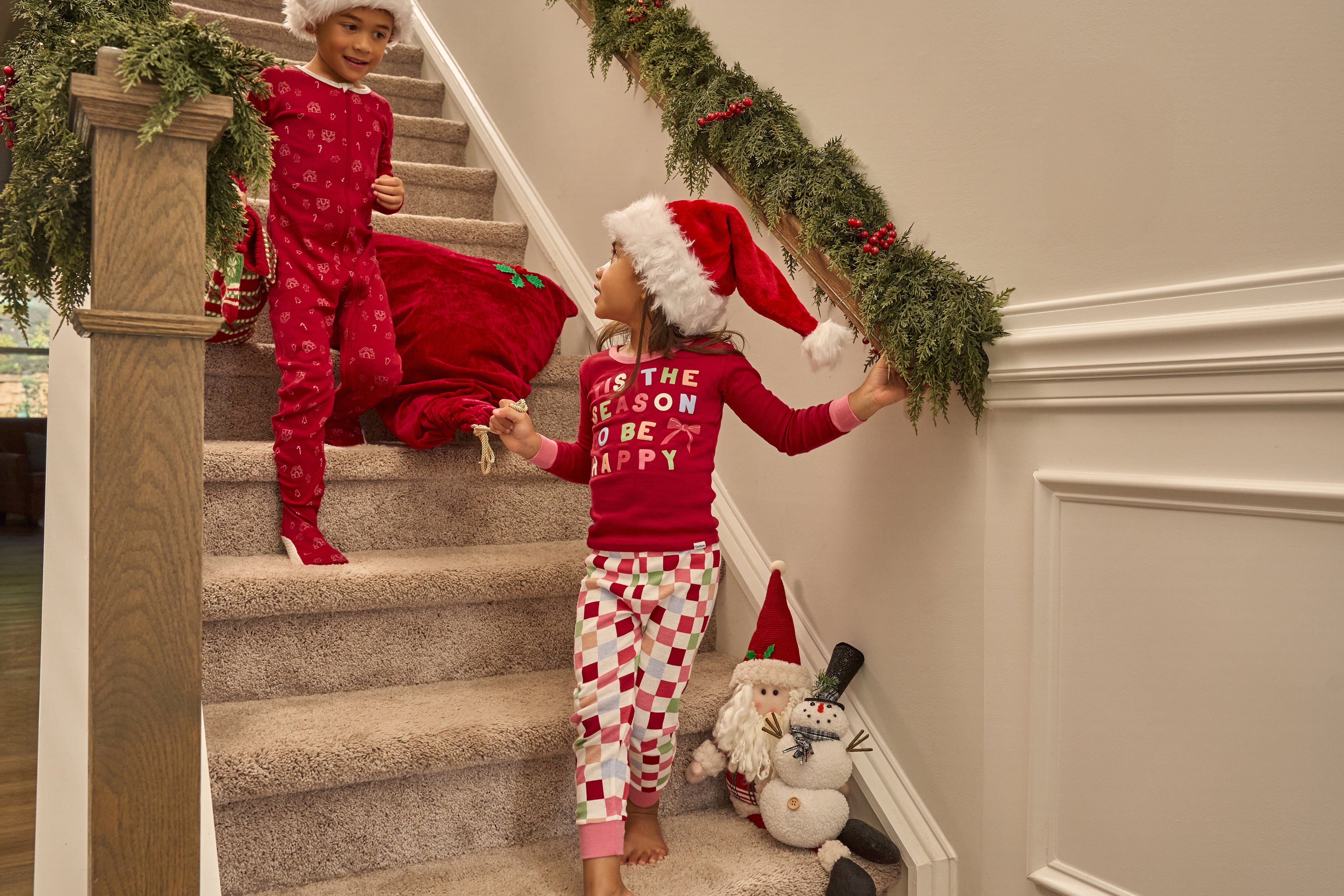 2-Piece Infant & Toddler Girls Holiday Check Snug Fit Pajama Set sleepwear Gerber® 