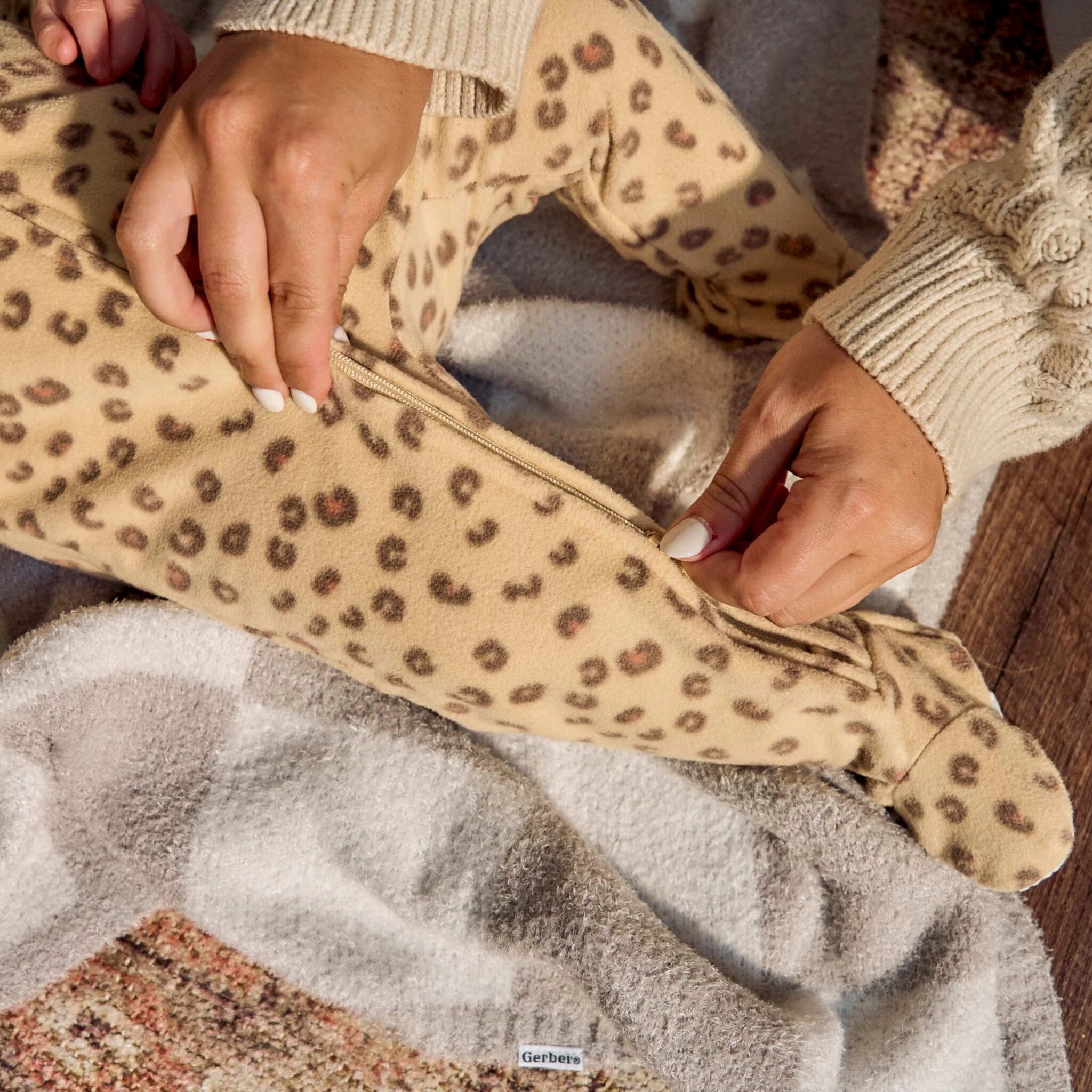 Baby & Toddler Girls Leopard Footed Fleece Pajamas Sleepwear Gerber® 