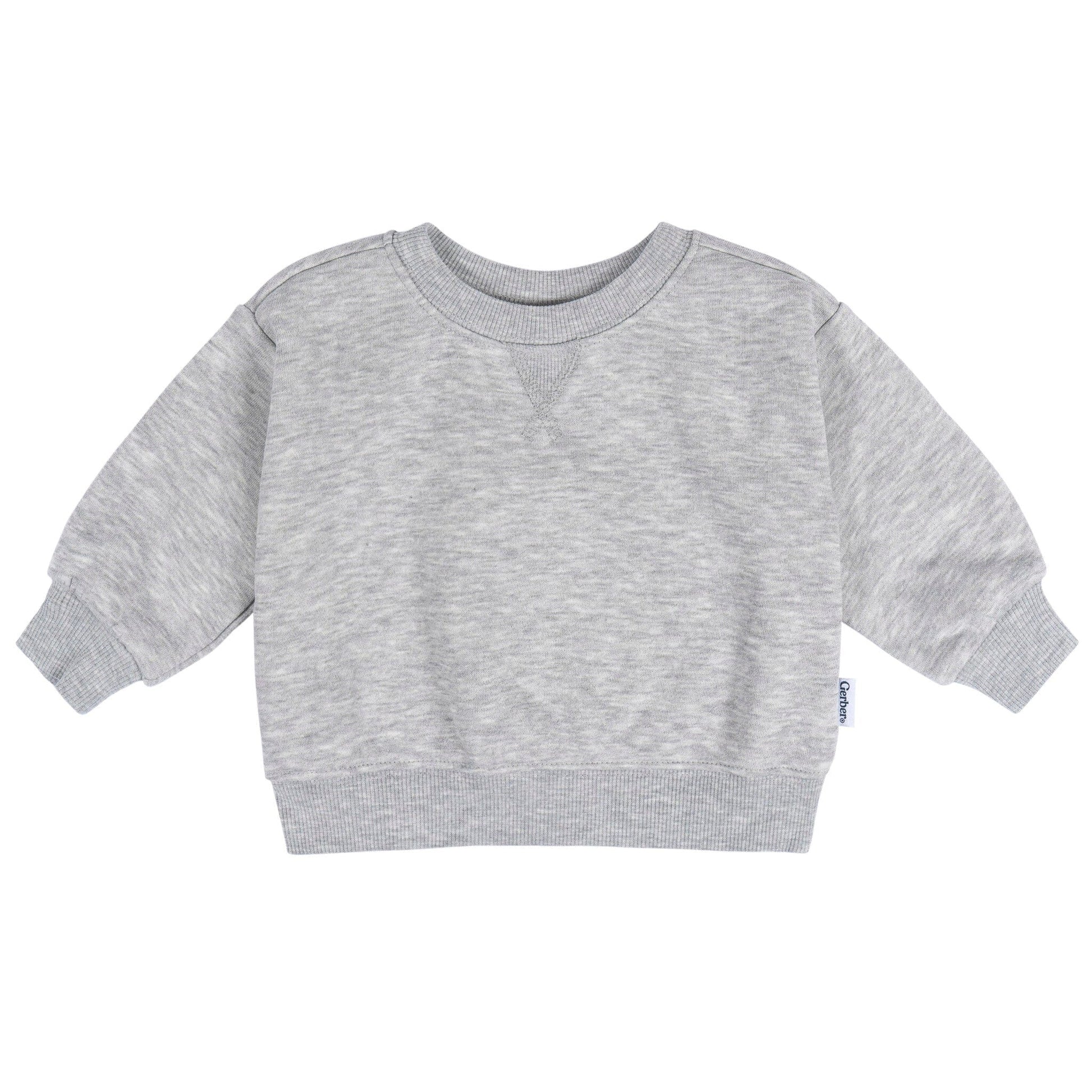 Baby & Toddler Neutral Gray Heather Crewneck Sweatshirt Outerwear Gerber® 