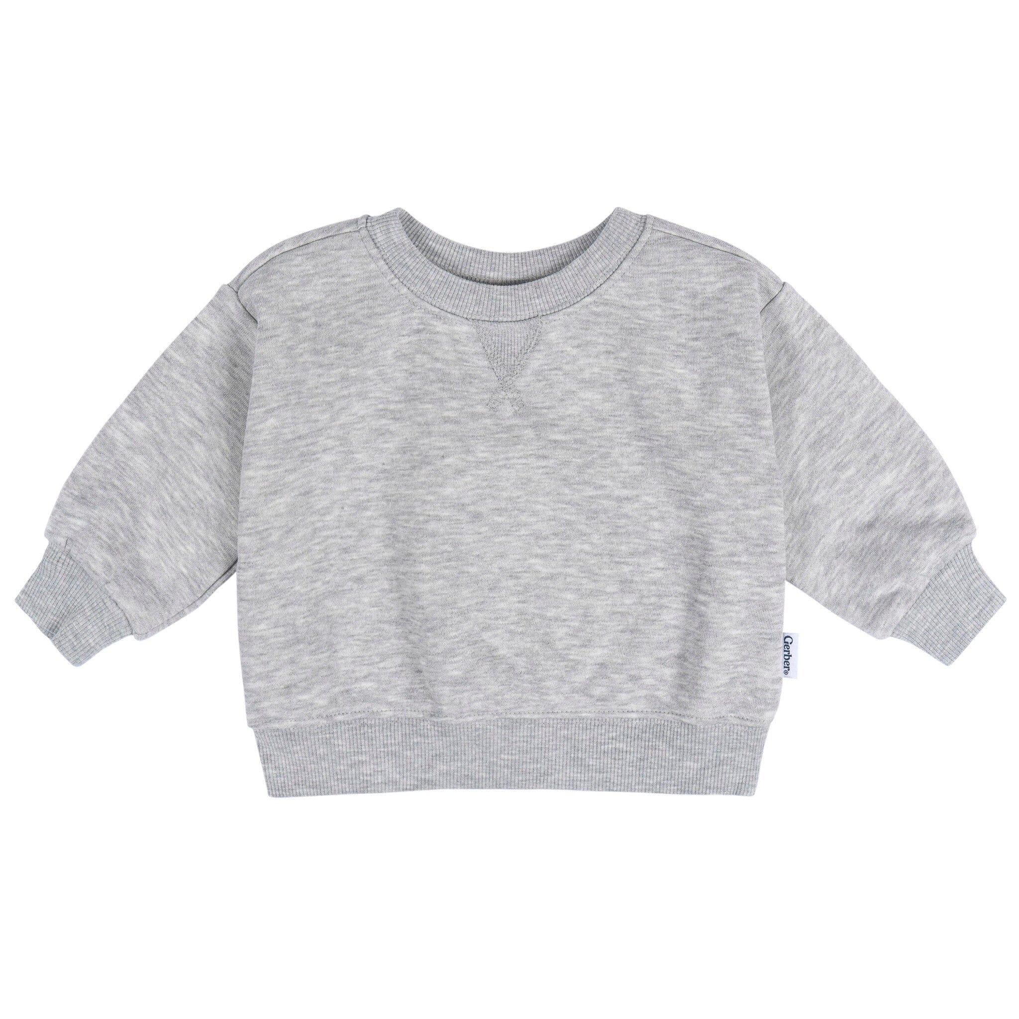 Baby & Toddler Neutral Gray Heather Crewneck Sweatshirt Outerwear Gerber® 