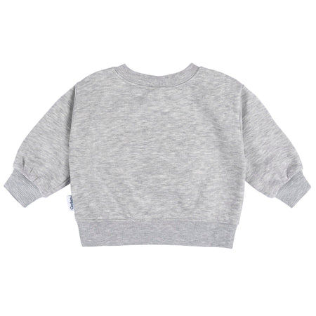 Embroidered Baby & Toddler Neutral Grey Heather Crewneck Sweatshirt
