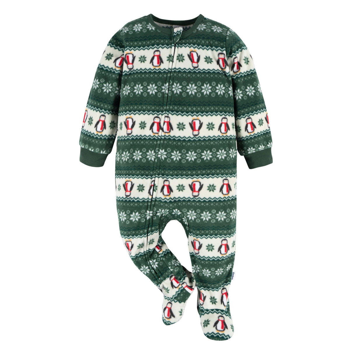 Baby & Toddler Neutral Green Fair Isle Footed Fleece Pajamas – Gerber ...