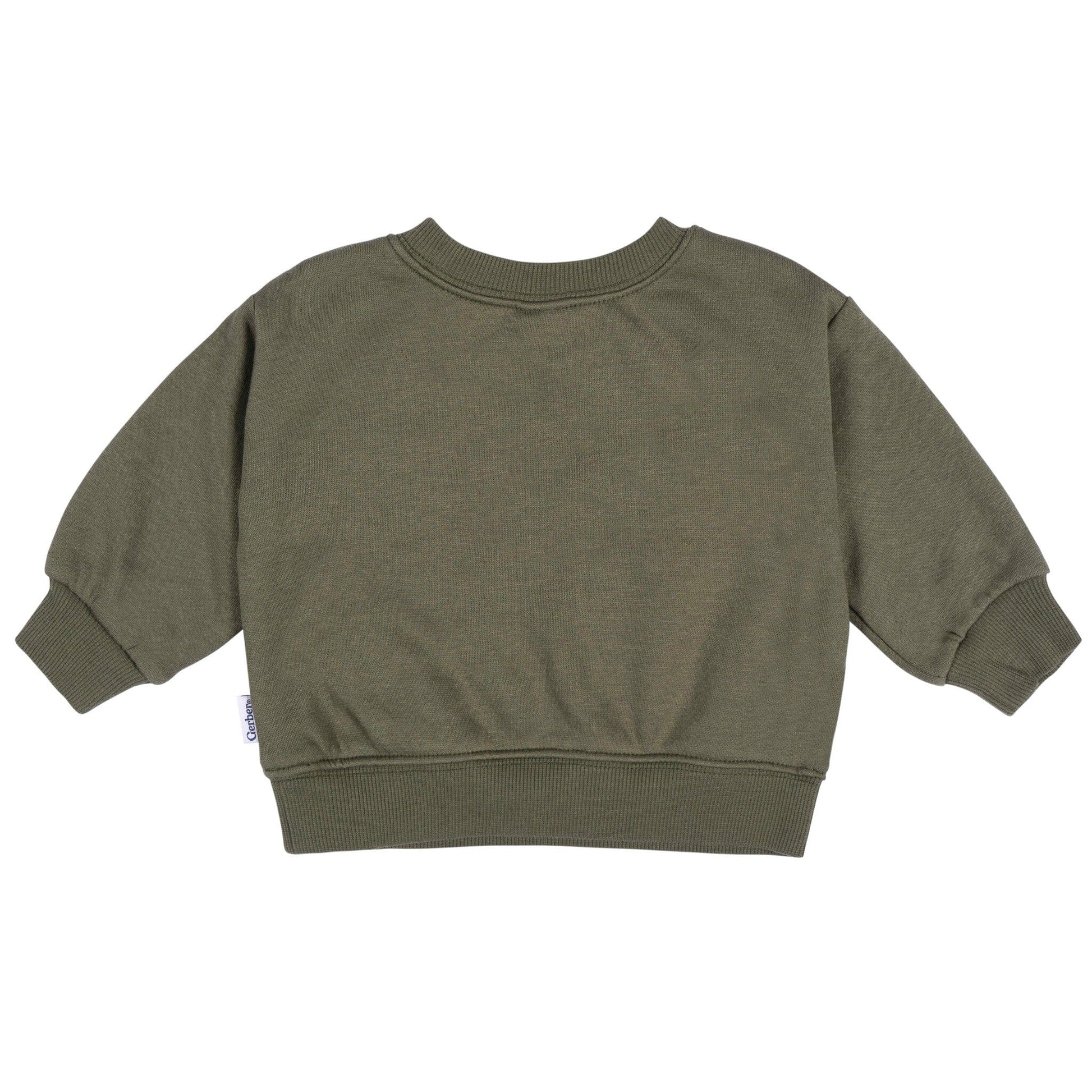 Baby & Toddler Neutral Moss Green Crewneck Sweatshirt Outerwear Gerber® 