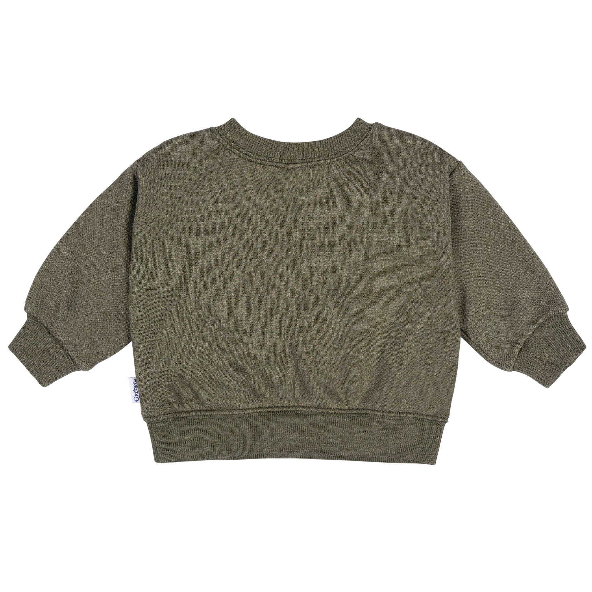 Baby & Toddler Neutral Moss Green Crewneck Sweatshirt Outerwear Gerber® 