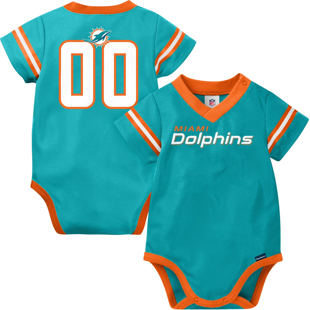 NFL Baby Boys Dolphins Short Sleeve Jersey Bodysuit - 0-3Mo