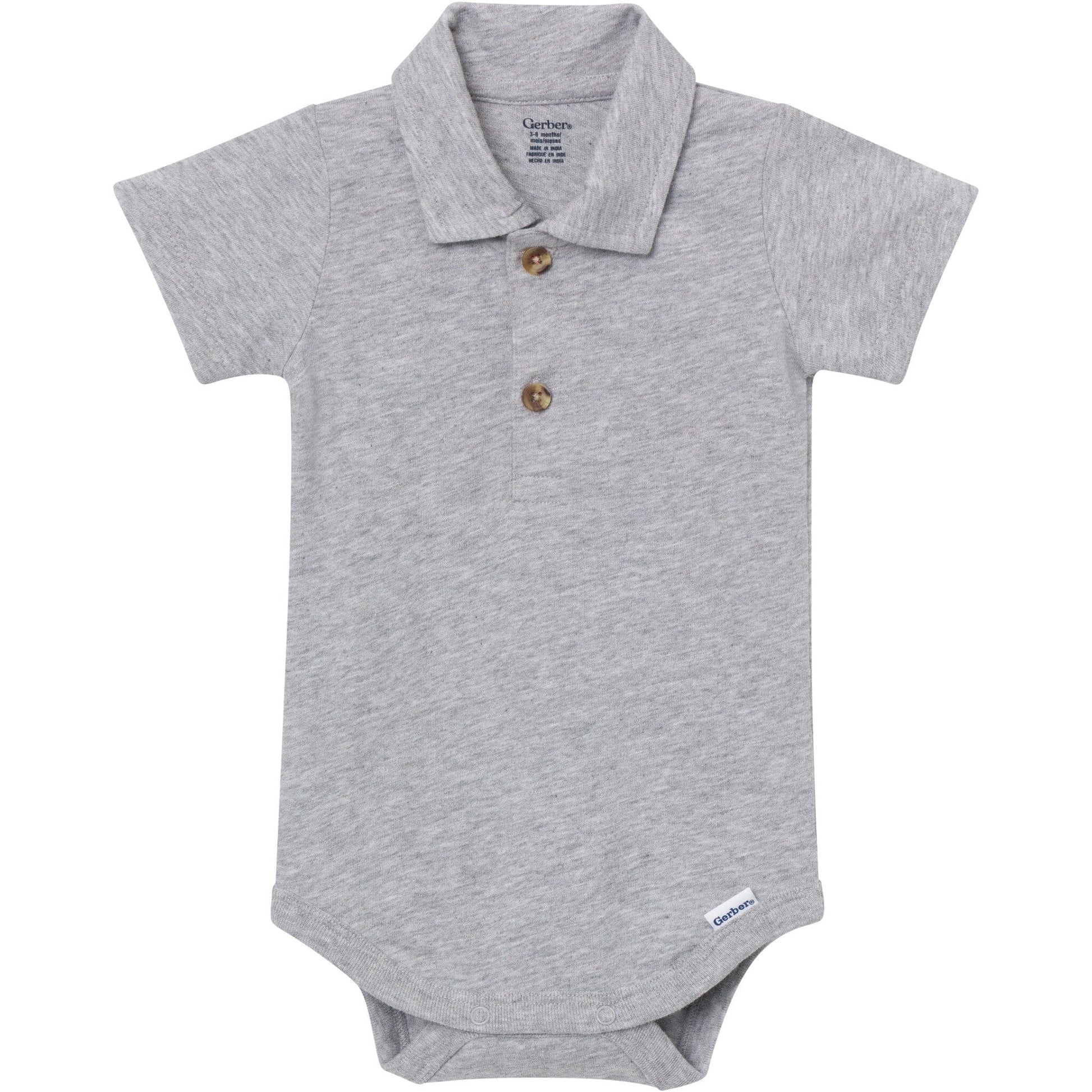 Baby Boys Gray Heather Polo Bodysuit Onesies Bodysuits Gerber® 