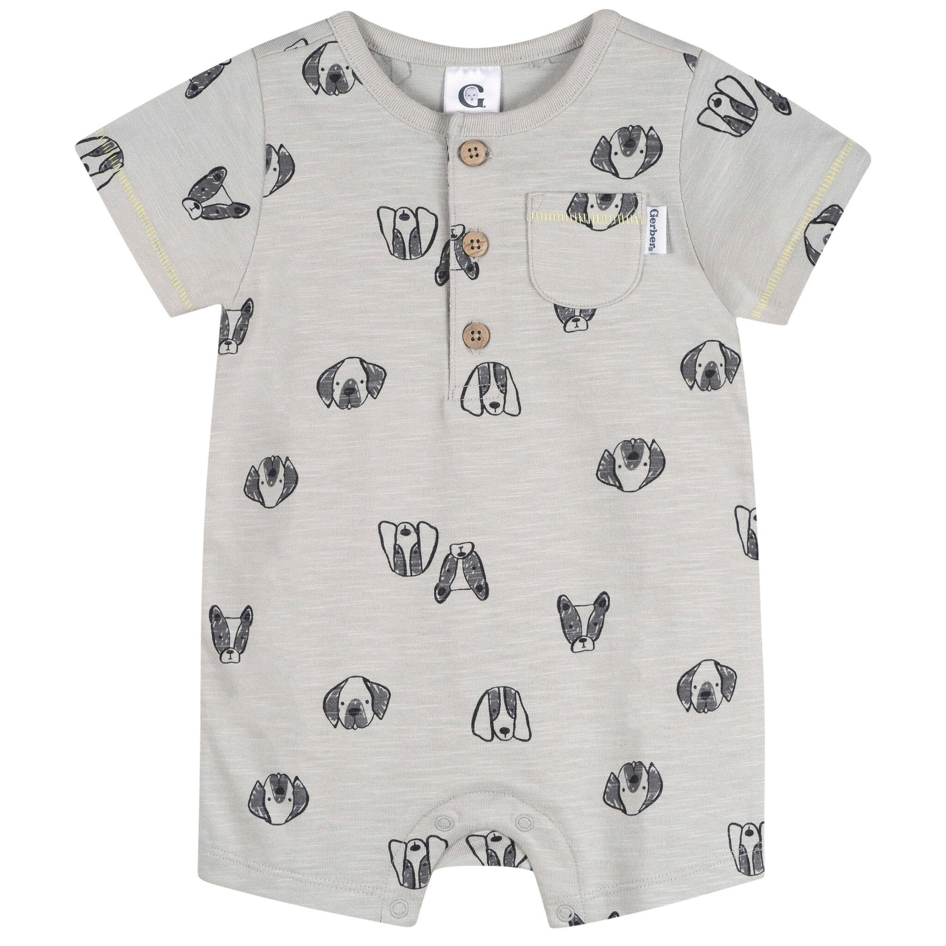 Baby Boys Puppy Dog Faces Short Sleeve Romper rompers Gerber® 