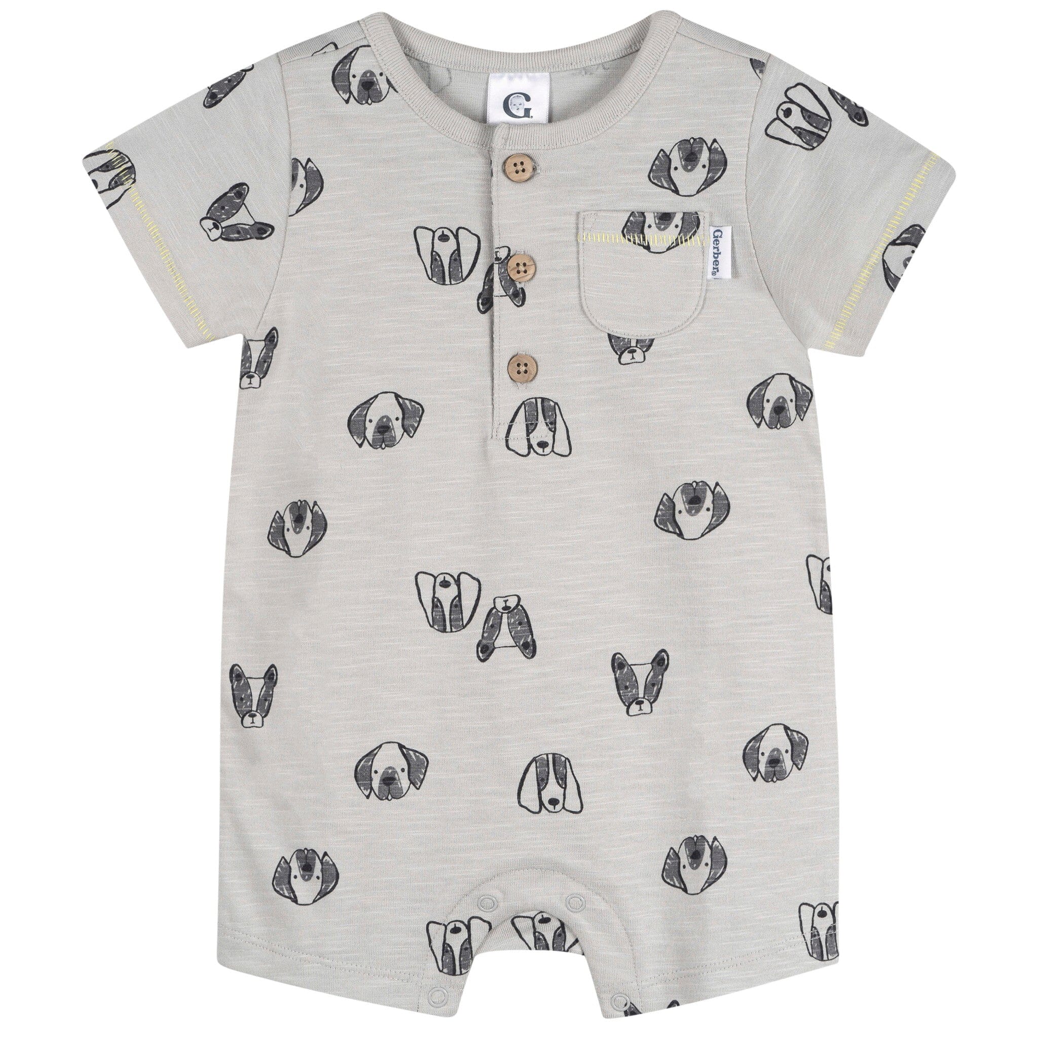 Baby Boys Puppy Dog Faces Short Sleeve Romper rompers Gerber® 