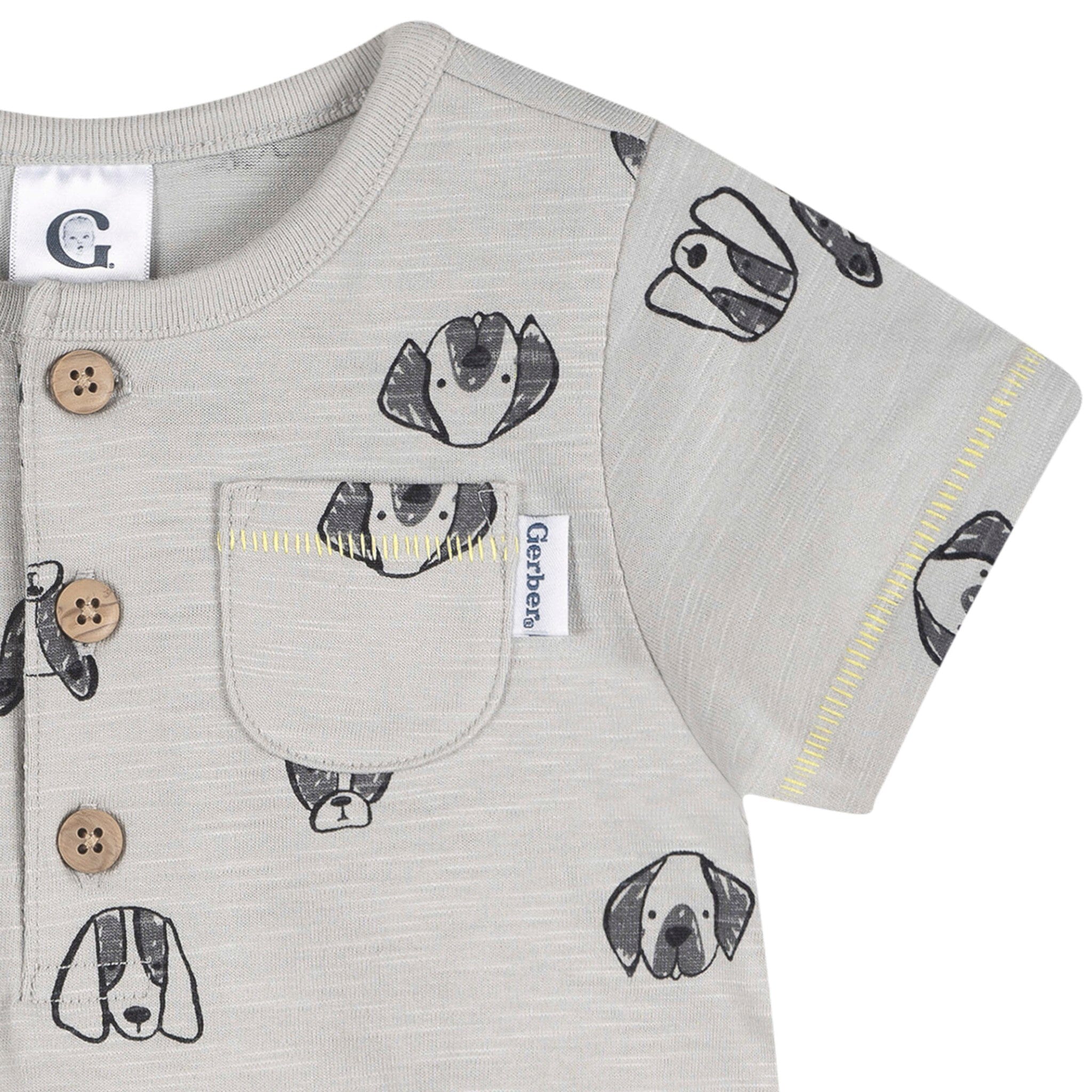 Baby Boys Puppy Dog Faces Short Sleeve Romper rompers Gerber® 