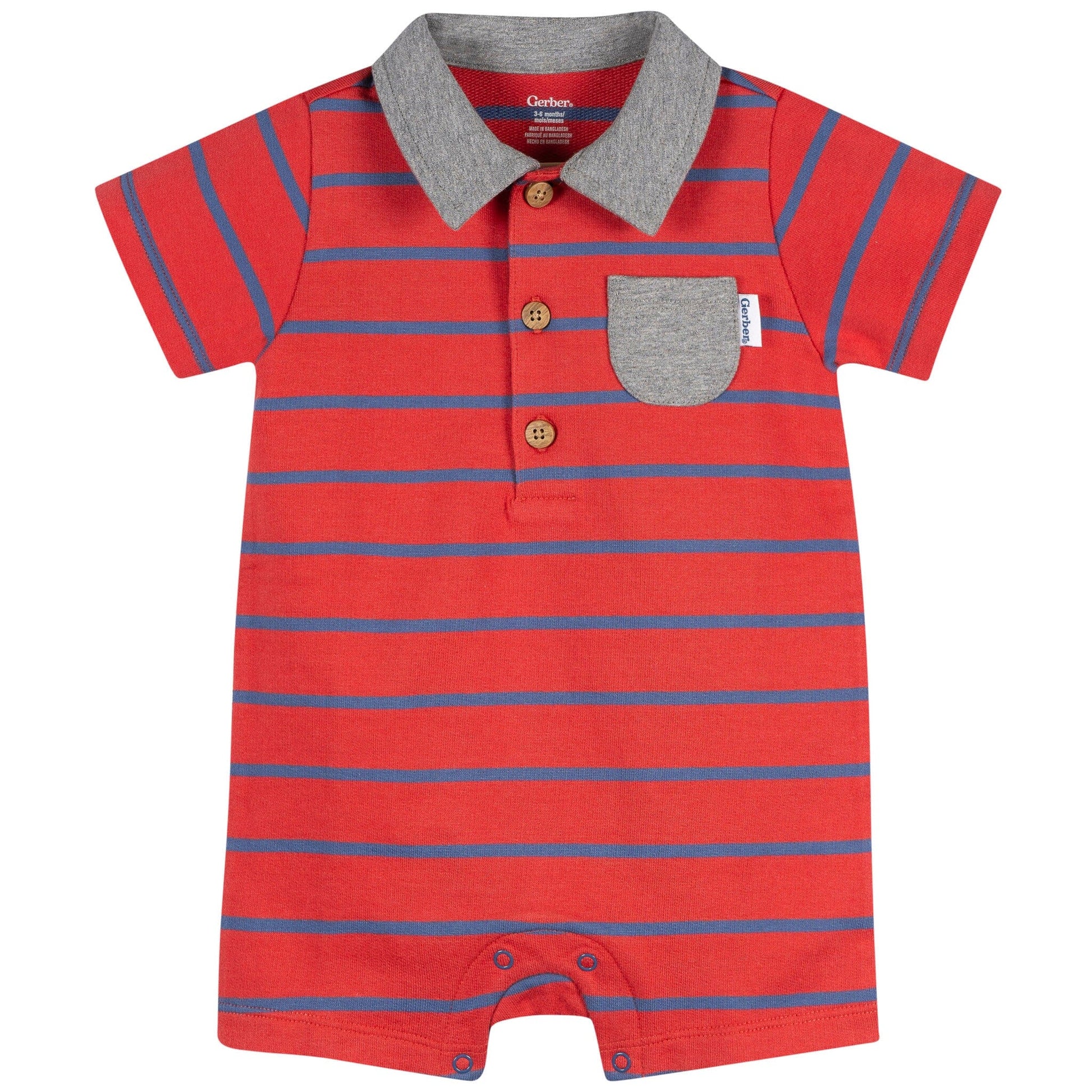 Baby Boys Red & Blue Collared Romper rompers Gerber® 