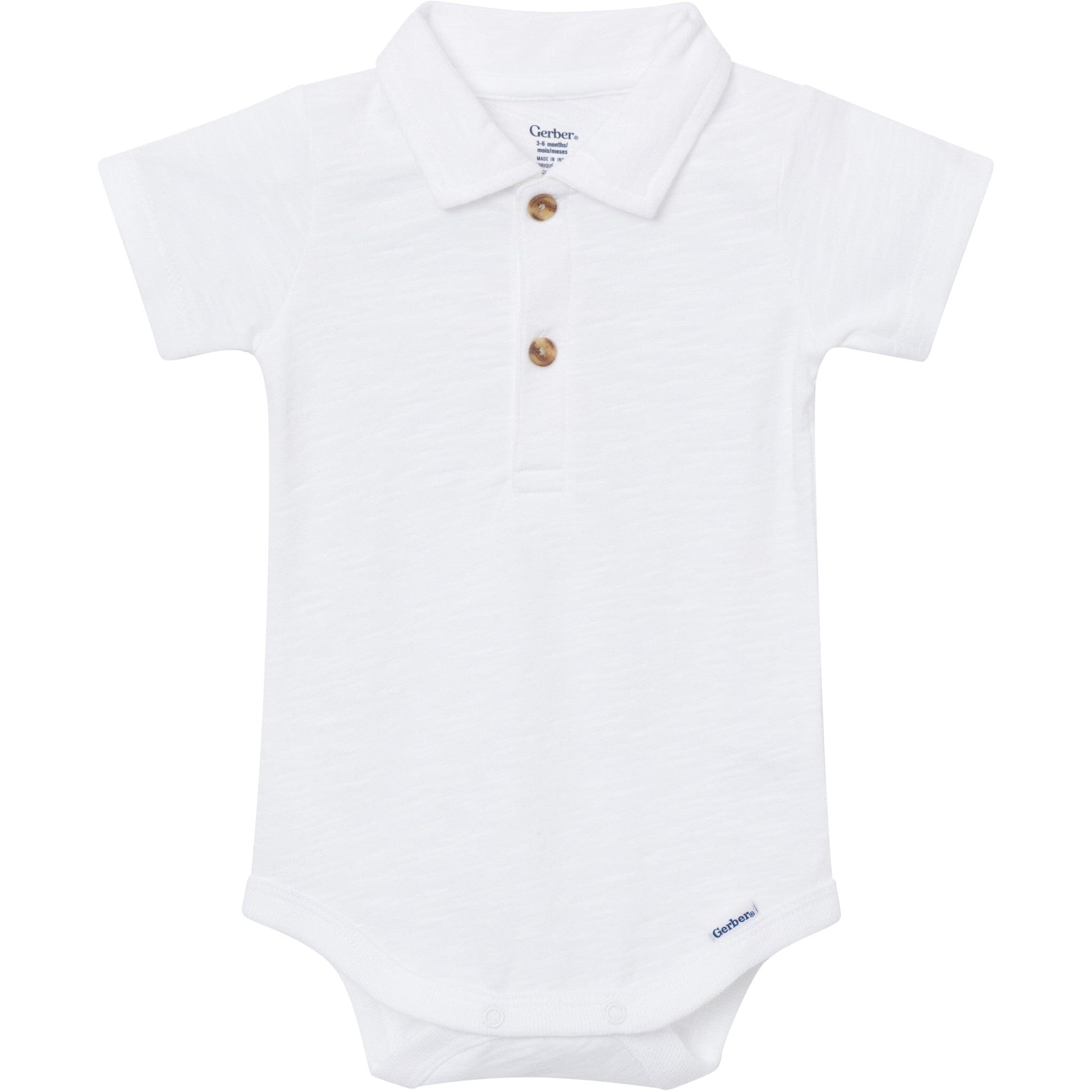 Baby Boys White Polo Bodysuit Onesies Bodysuits Gerber® 