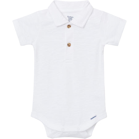 Baby Boys White Polo Bodysuit