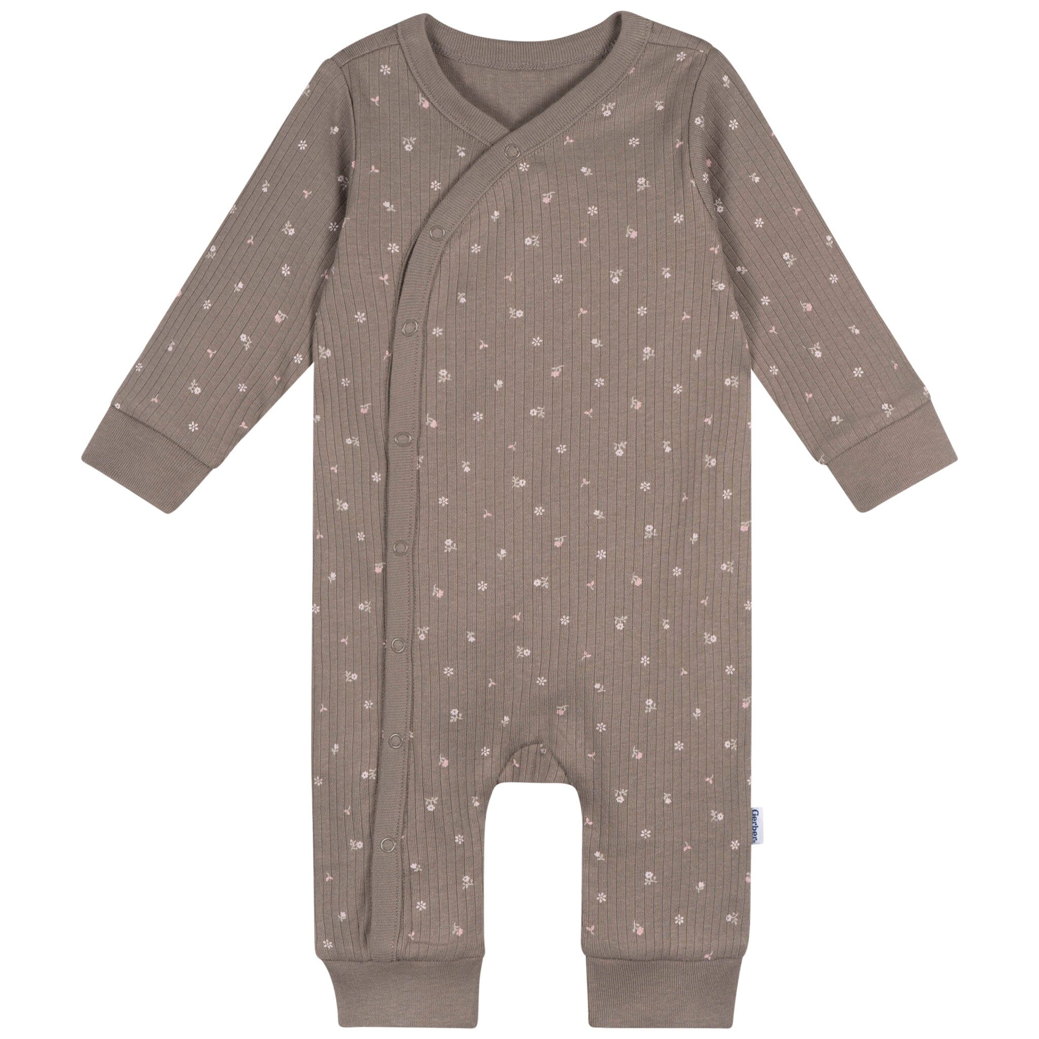 Baby Girls Brown Flowers Footless Pajamas Sleepwear Gerber® 