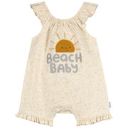 Baby Girls Oatmeal Speckle Sleeveless Ruffle Romper rompers Gerber® 