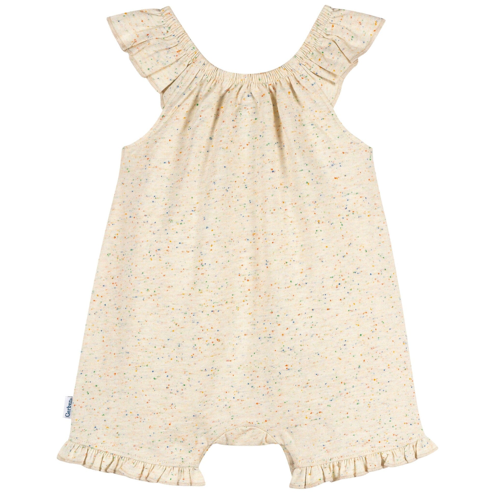 Baby Girls Oatmeal Speckle Sleeveless Ruffle Romper rompers Gerber® 