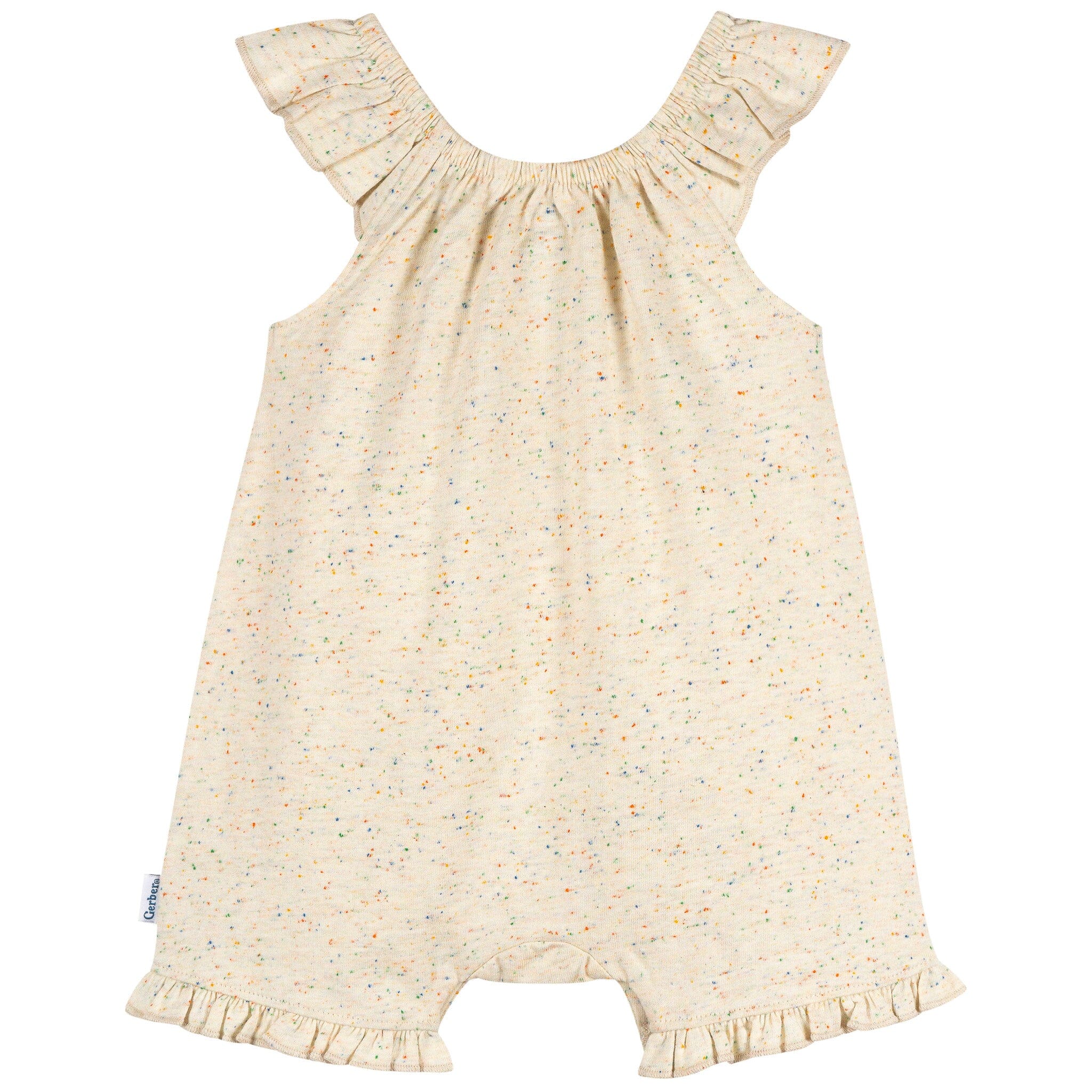 Baby Girls Oatmeal Speckle Sleeveless Ruffle Romper rompers Gerber® 