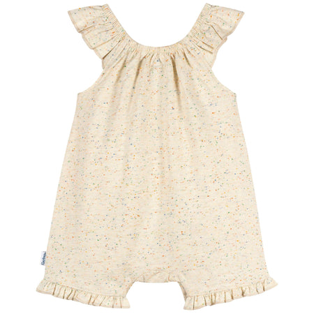 Baby Girls Oatmeal Speckle Sleeveless Ruffle Romper