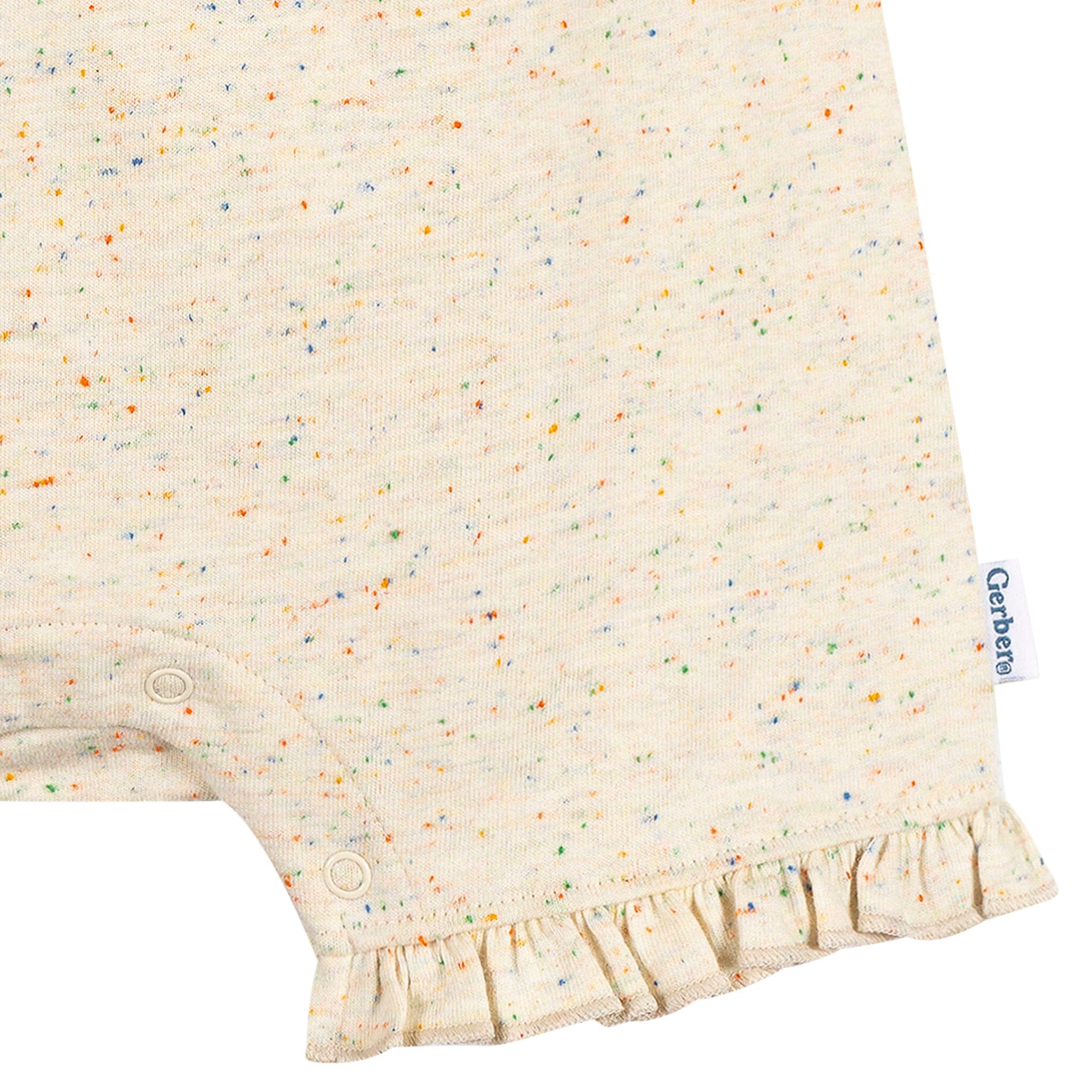 Baby Girls Oatmeal Speckle Sleeveless Ruffle Romper rompers Gerber® 
