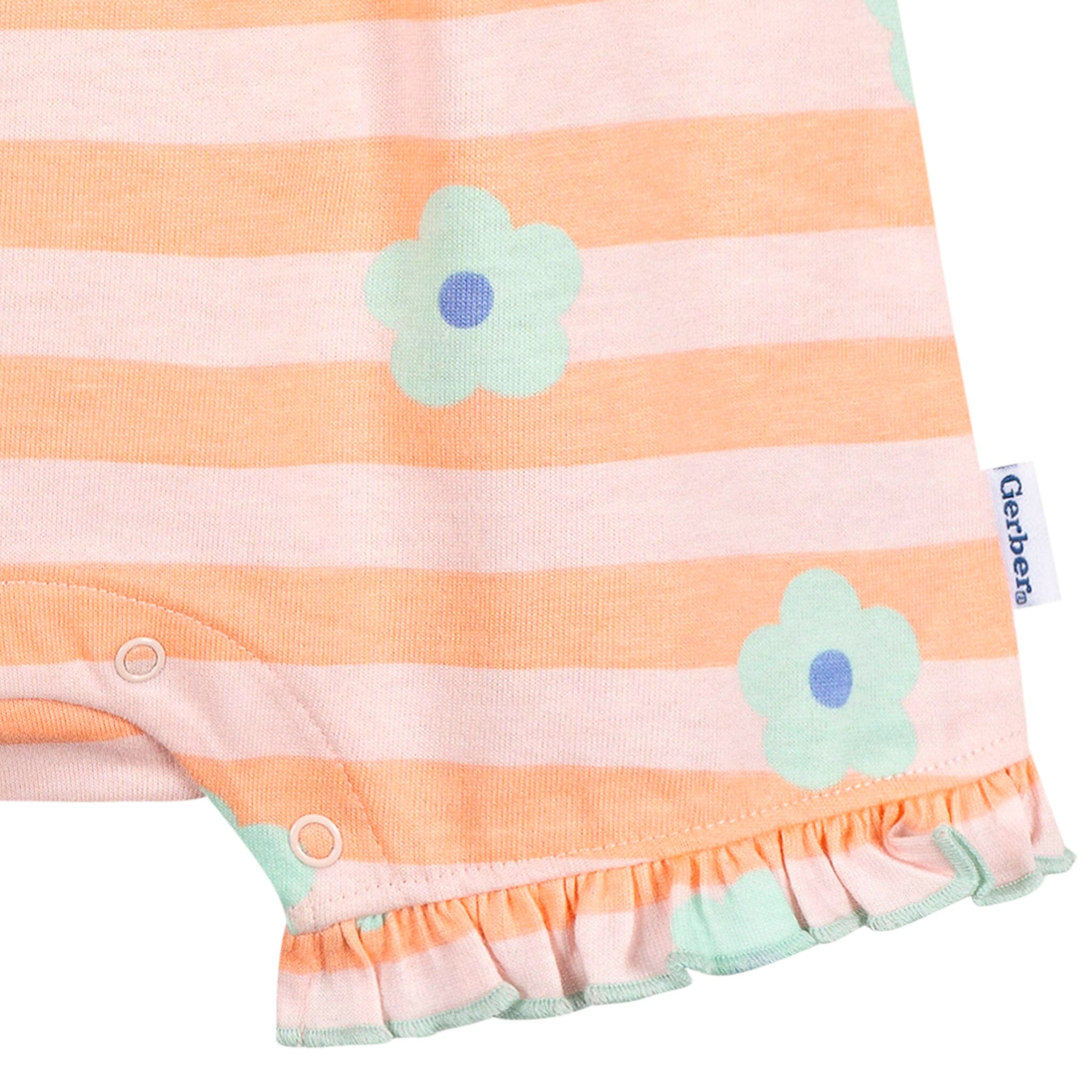 Baby Girls Pink Stripes Sleeveless Ruffle Romper rompers Gerber® 