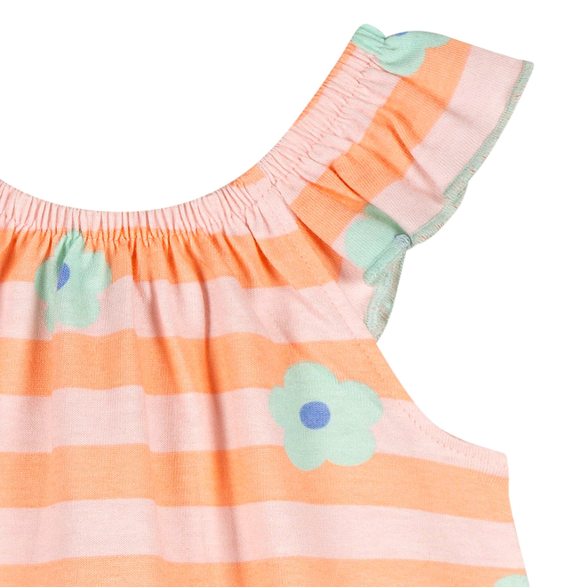Baby Girls Pink Stripes Sleeveless Ruffle Romper rompers Gerber® 