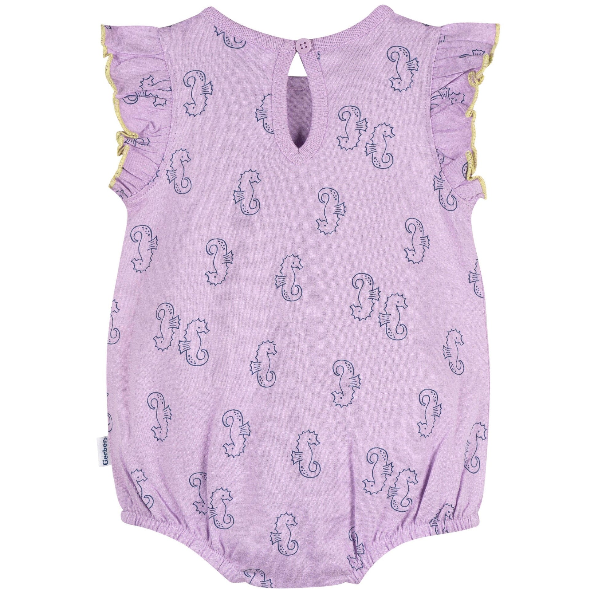 Baby Girls Purple Seahorses Pocket Romper rompers Gerber® 