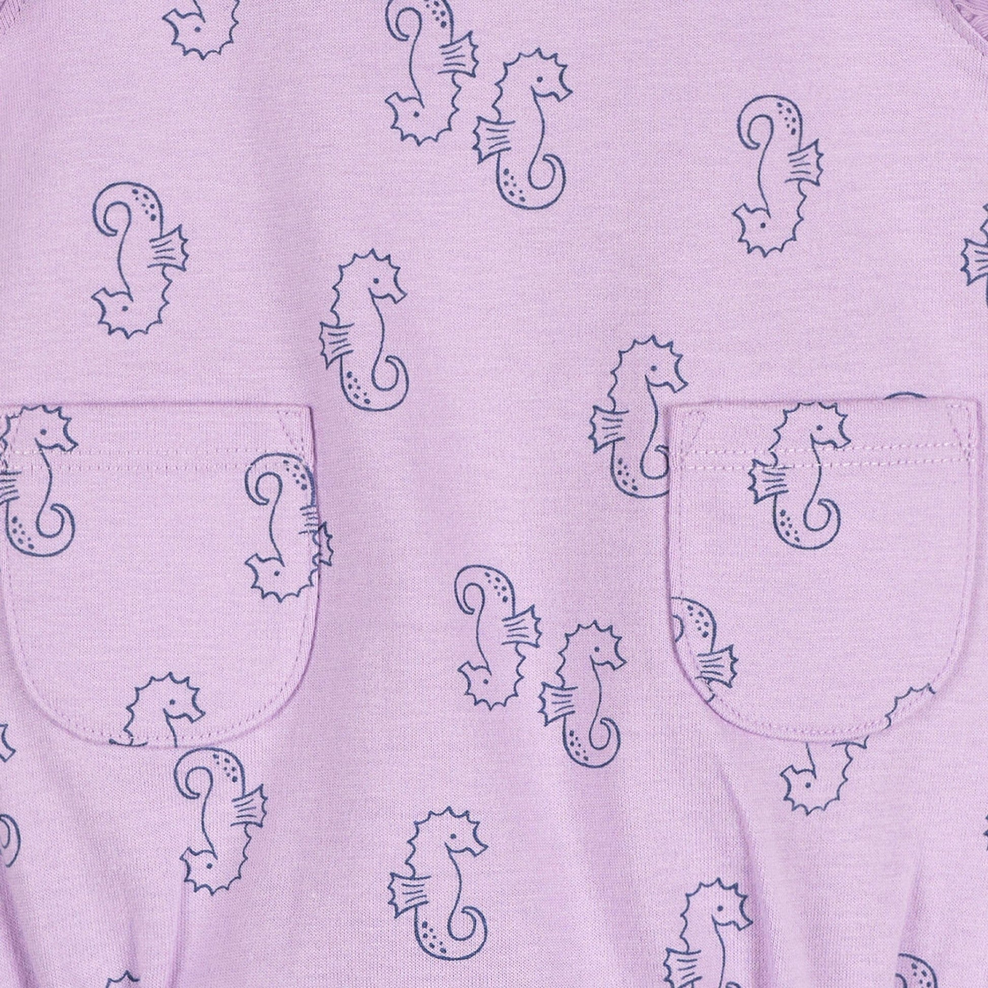 Baby Girls Purple Seahorses Pocket Romper rompers Gerber® 