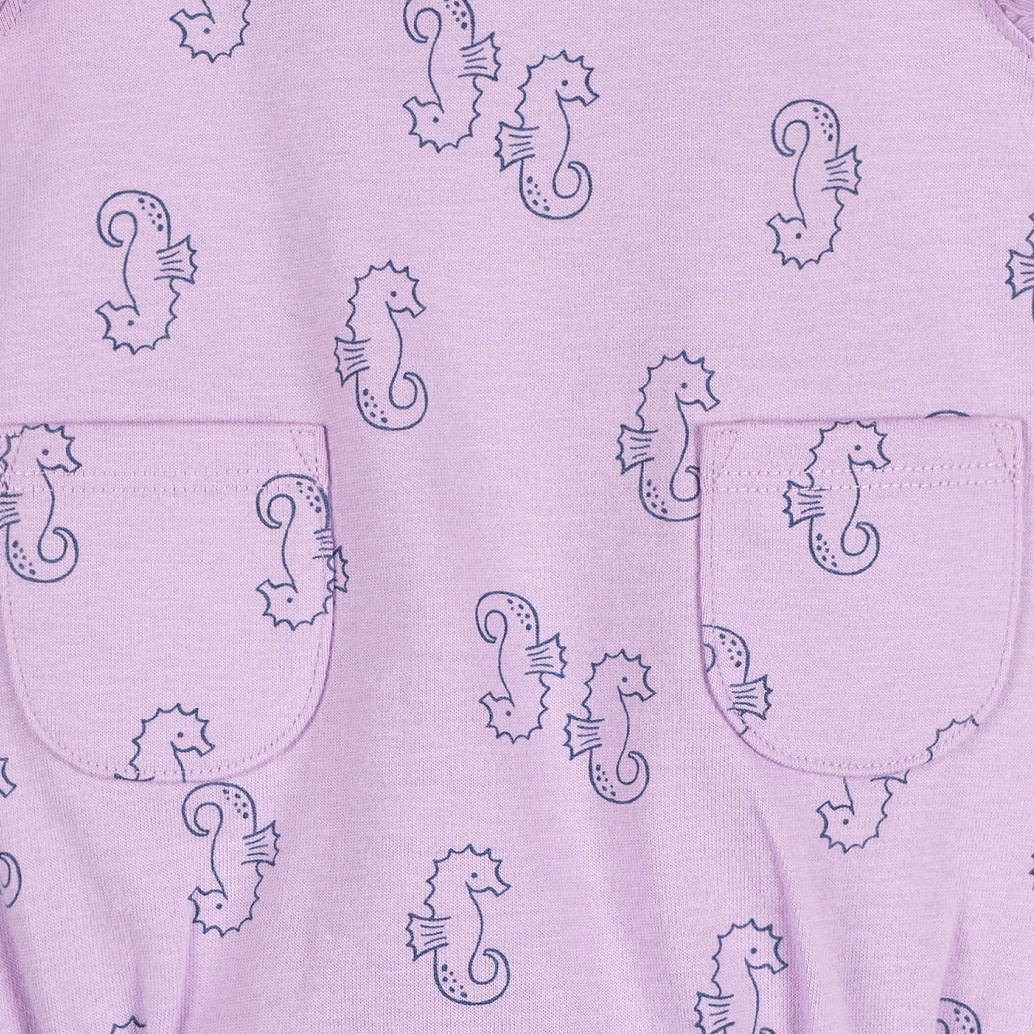 Baby Girls Purple Seahorses Pocket Romper rompers Gerber® 