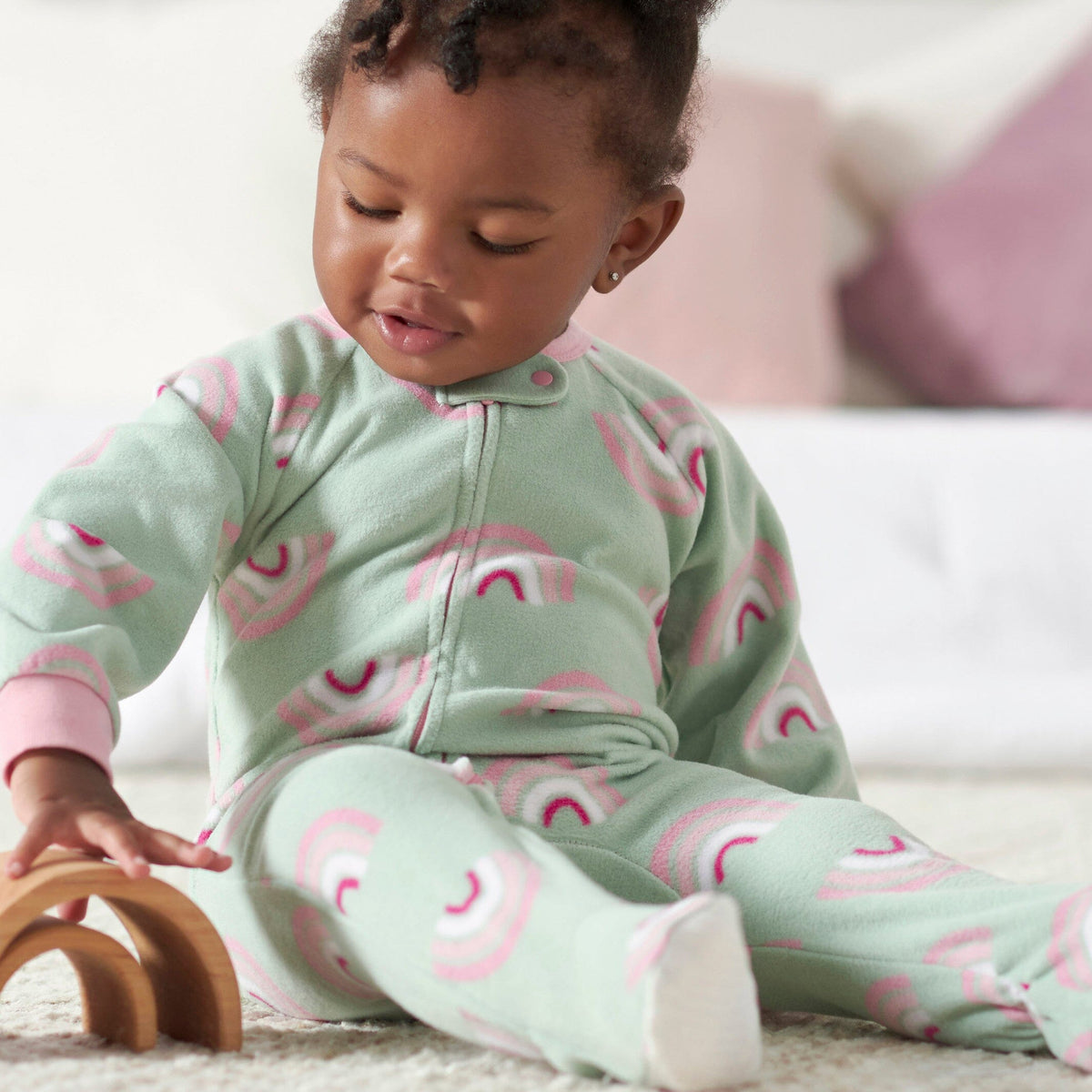 Baby Girls Rainbow Blanket Sleepers