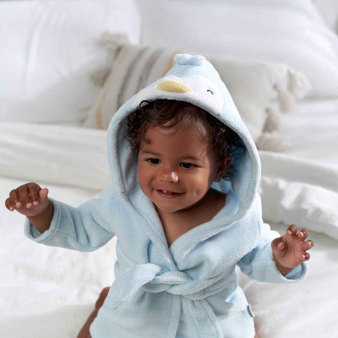 Baby Neutral Blue Penguin Robe