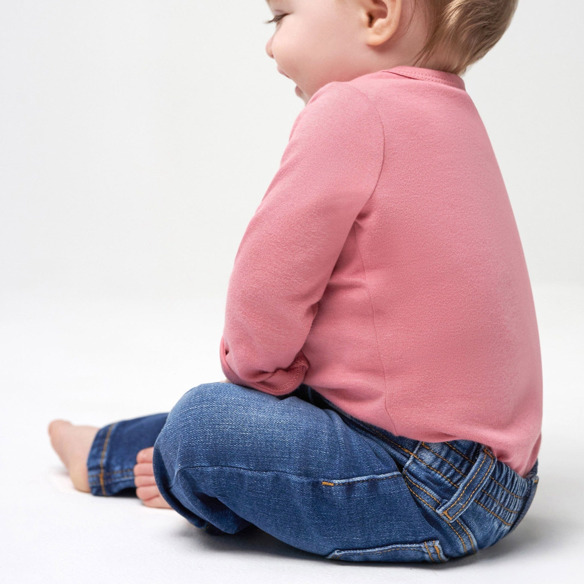 Baby Neutral Blue Straight Fit Jeans With Elastic Back