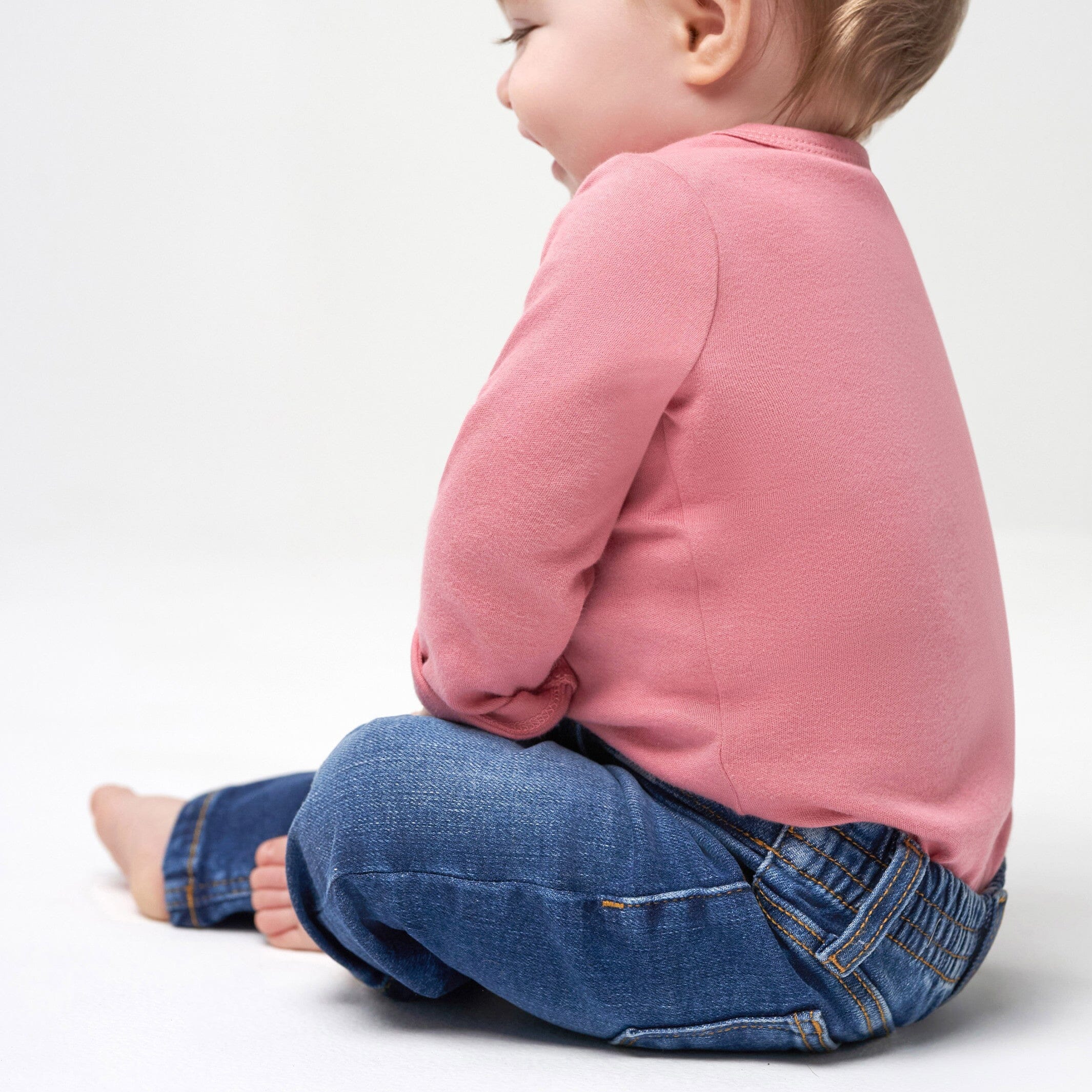 Baby Neutral Blue Straight Fit Jeans With Elastic Back