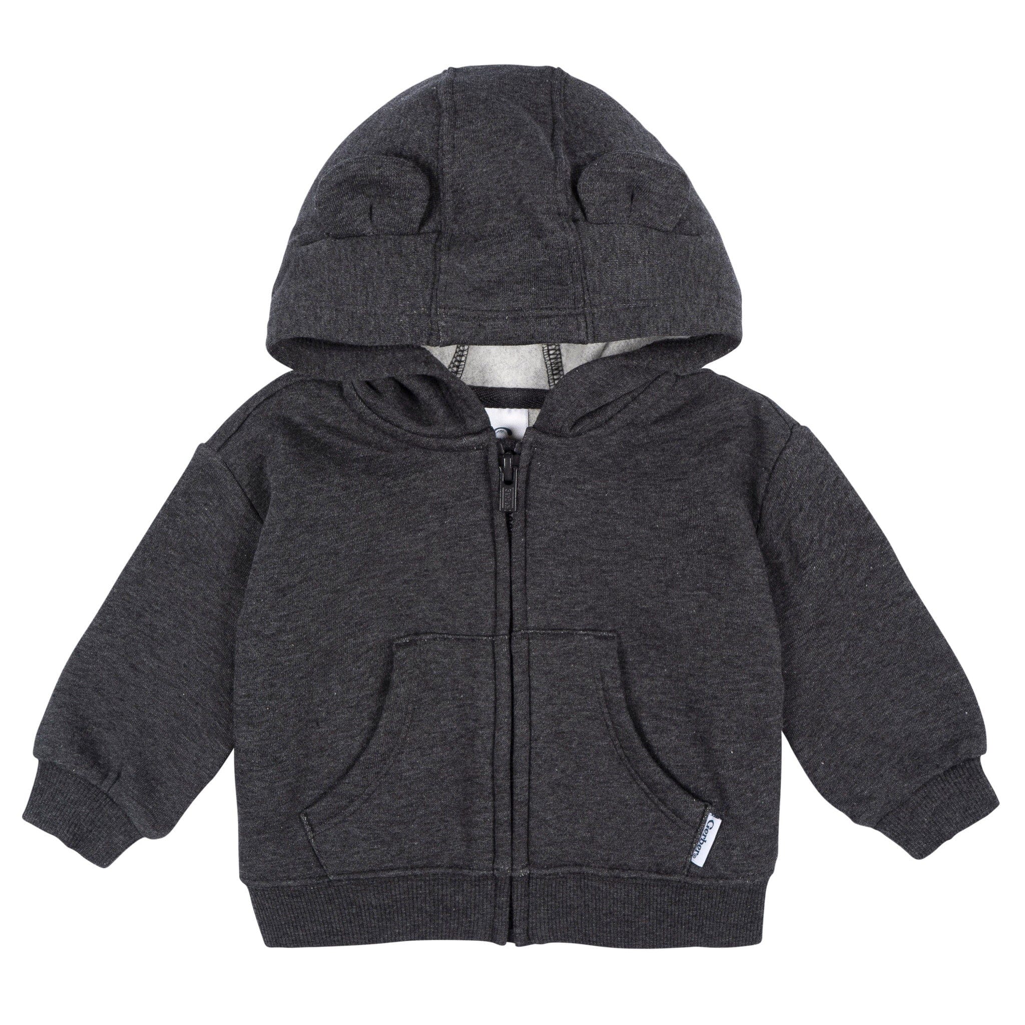 Baby Neutral Charcoal Heather Zip Front Sweatshirt Outerwear Gerber® 