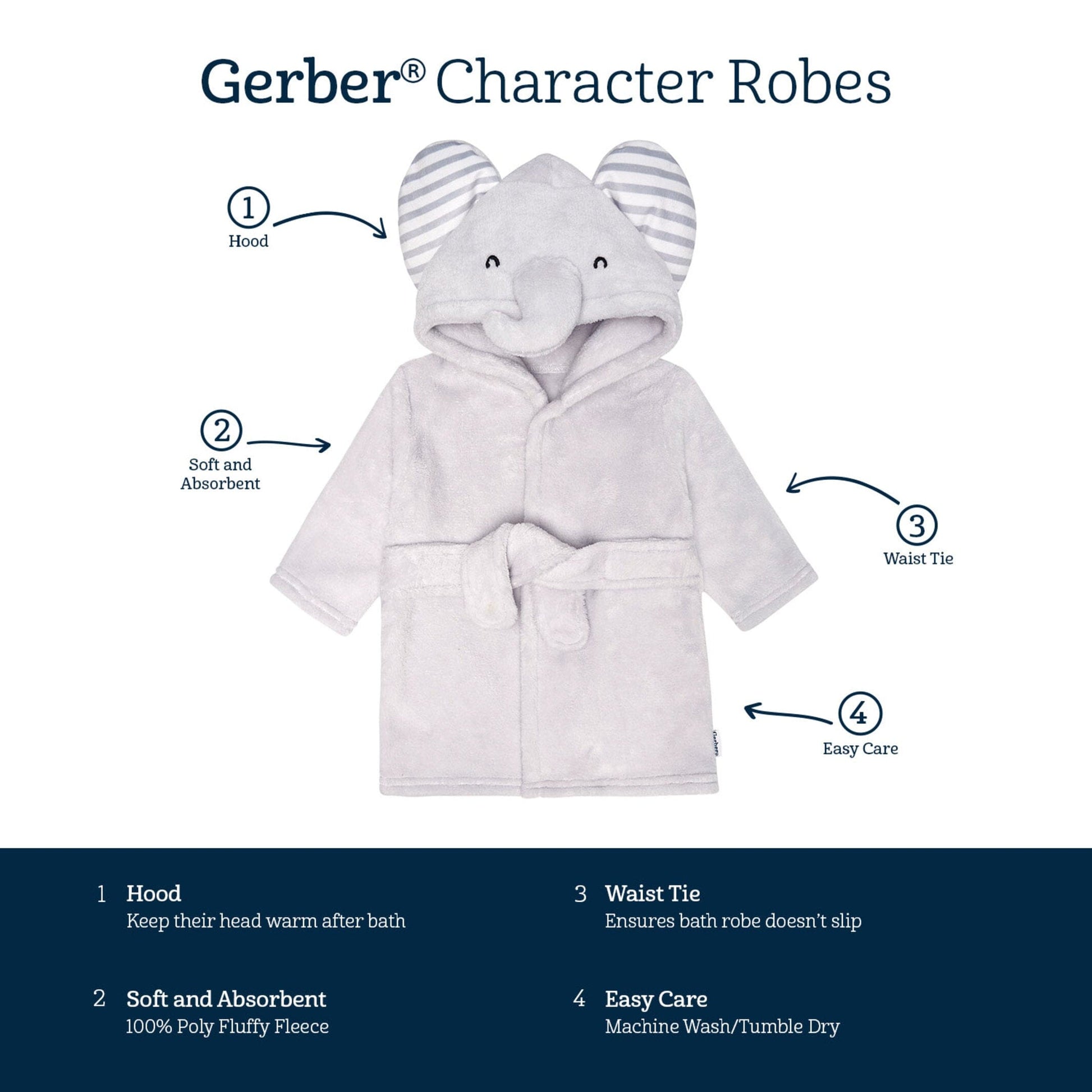 Baby Neutral Grey Elephant Robe