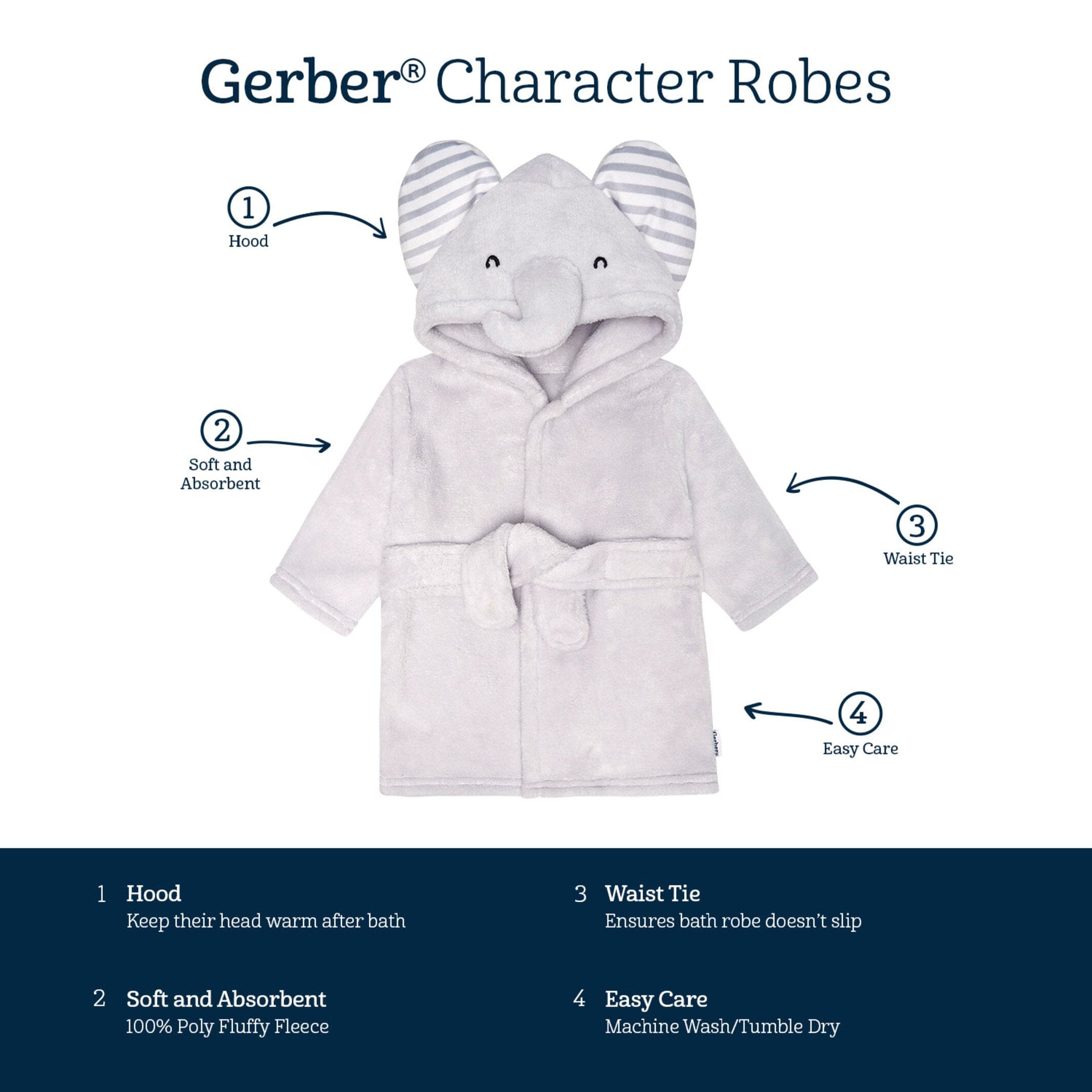 Baby Neutral Grey Elephant Robe