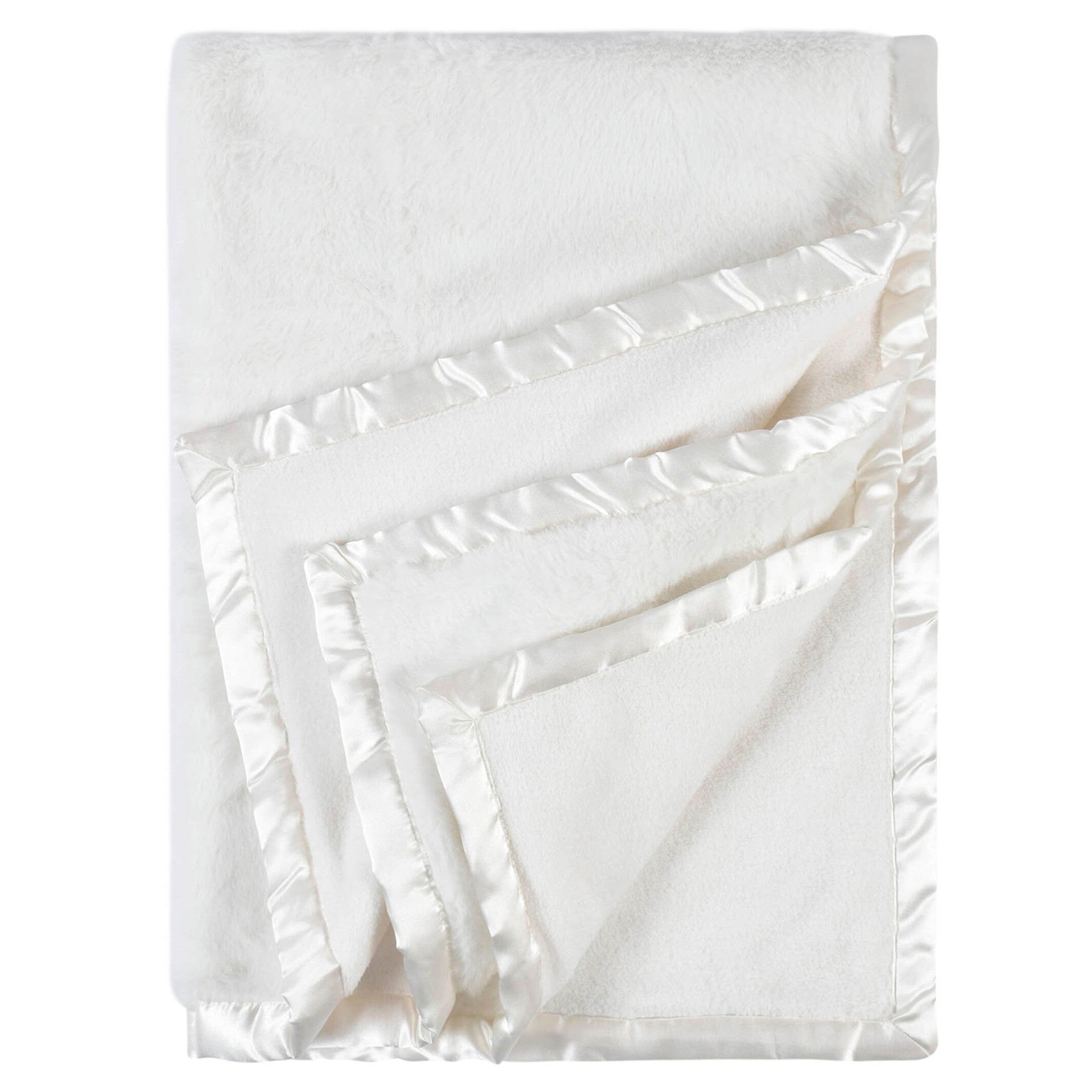 Embroidered Neutral Ivory Plush Blanket